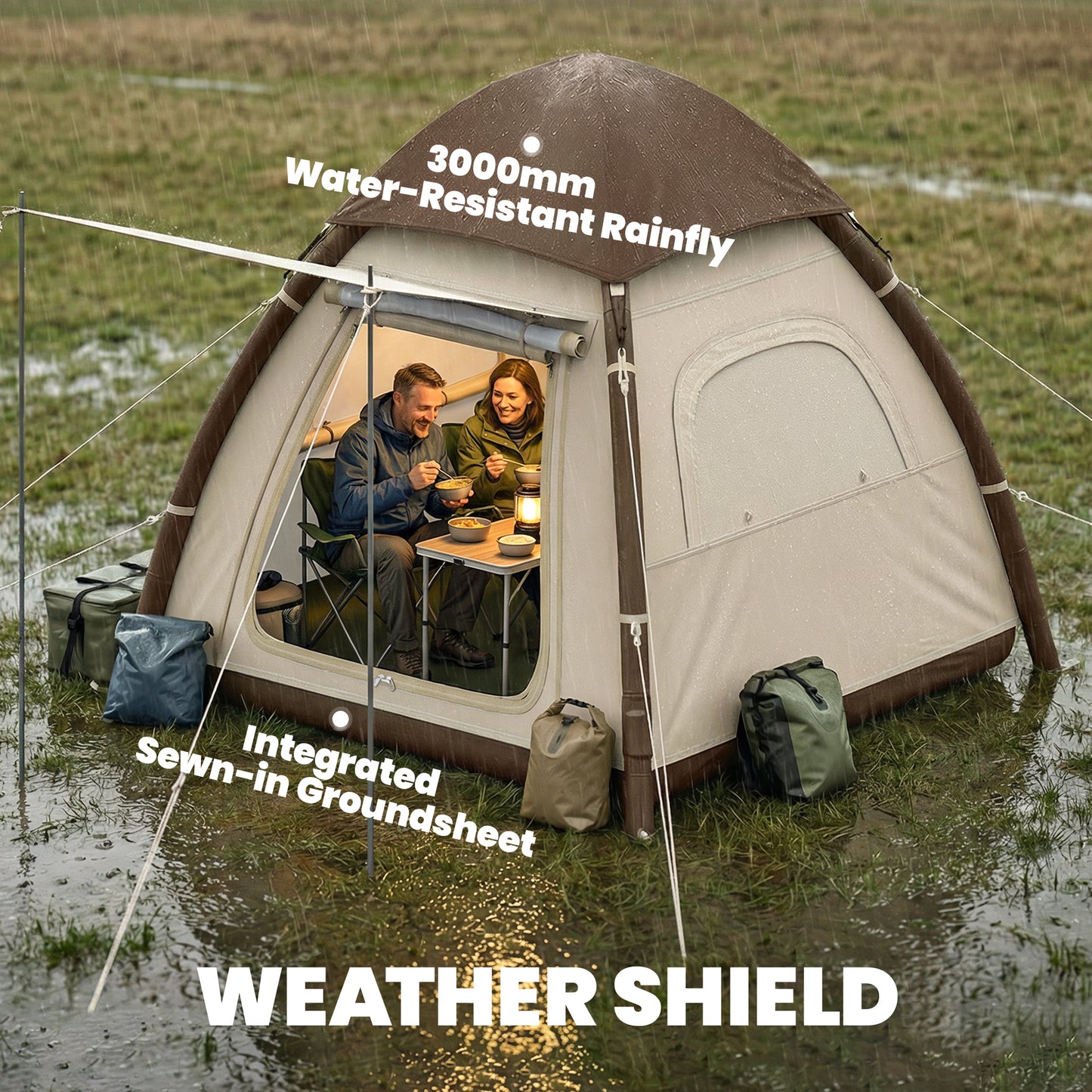 Inflatable Camping Tent with Rainfly