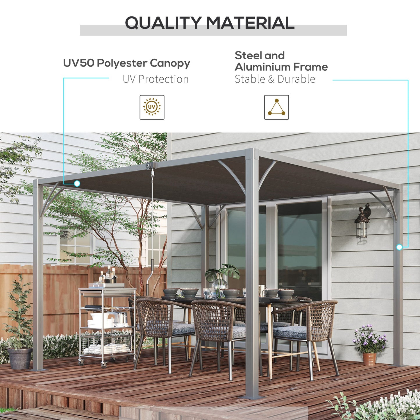 3 x 3(m) Outdoor Pergola with Retractable Roof