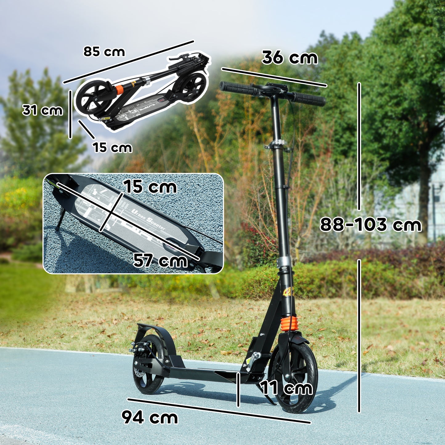 Kids Scooter with Four-Level Adjustable Handlebar, Dual Brake System