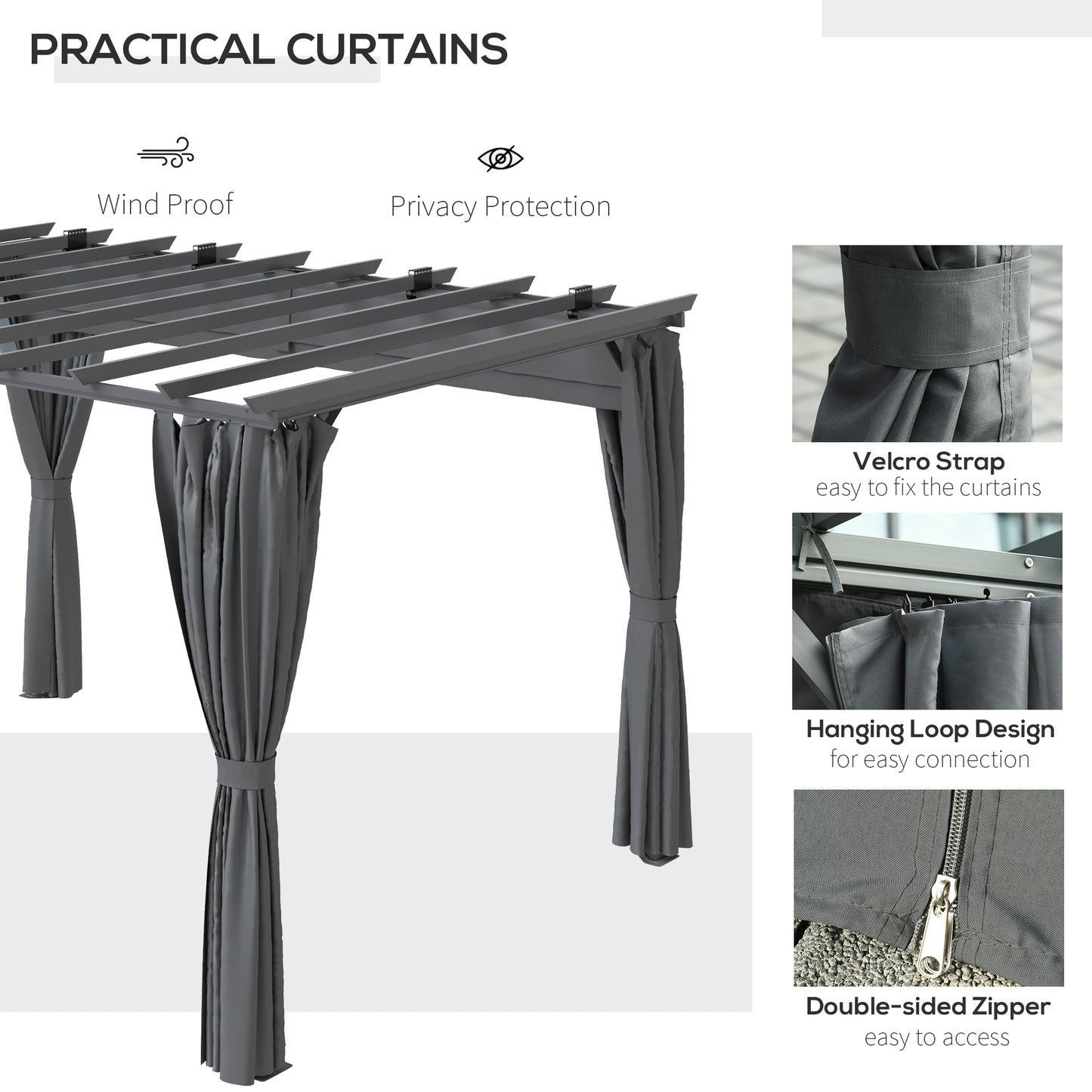 3.6 x 3(m) Outdoor Pergola Gazebo with Retractable Canopy