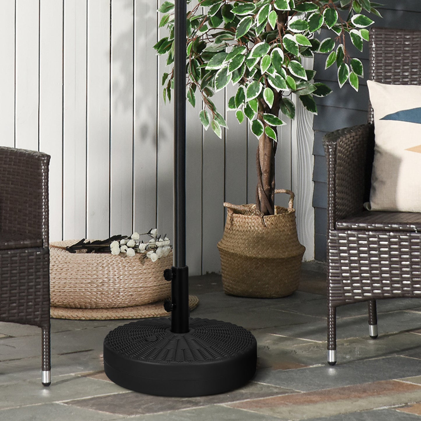 29kg Water/Sand Filled Rattan-Effect Parasol Base