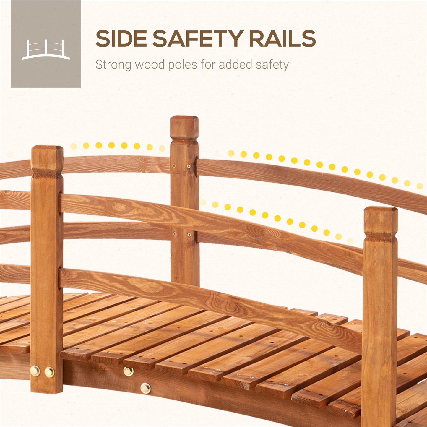 6FT Wooden Garden Bridge with Safety Railings
