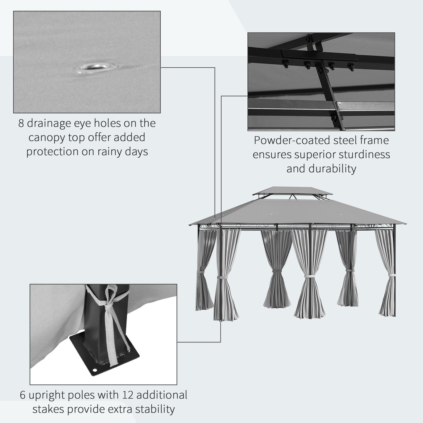 4m x 3(m) Metal Gazebo Canopy Party Tent Garden Pavillion Patio