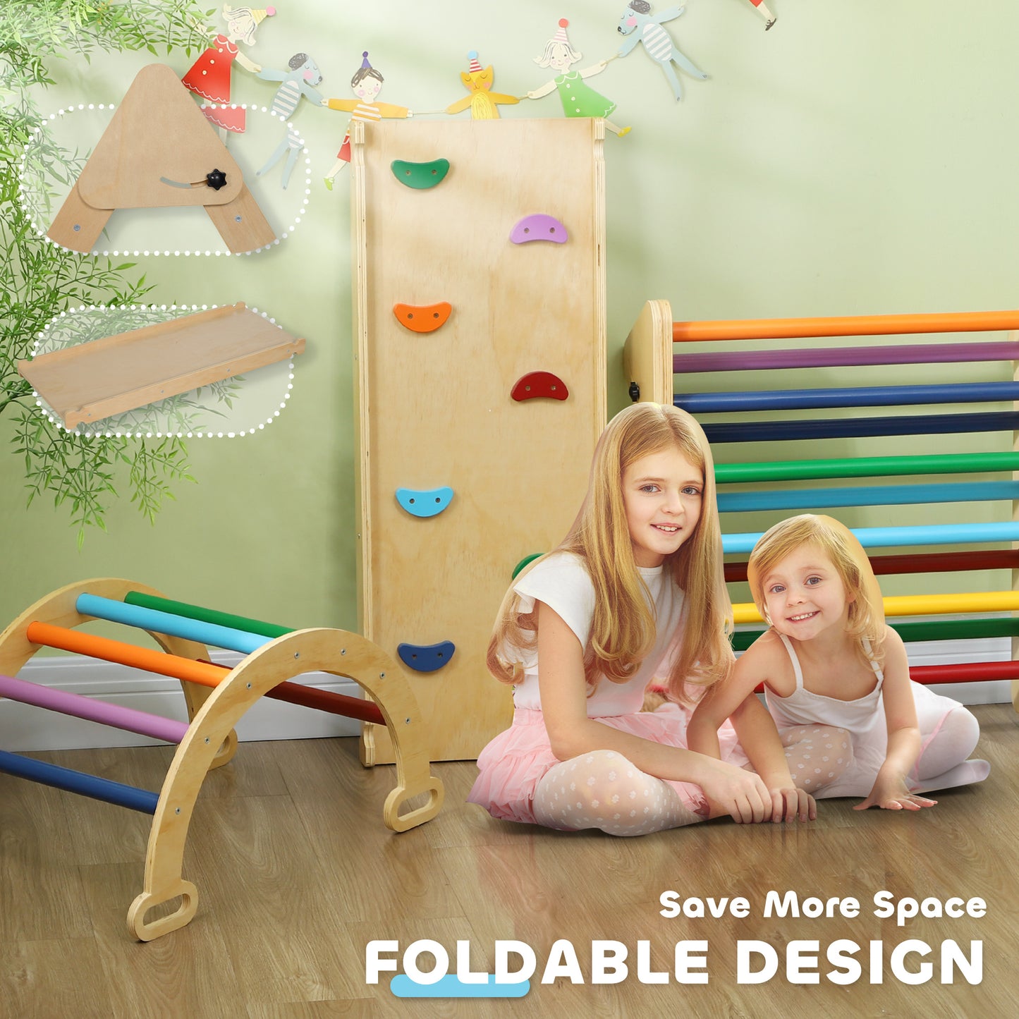 5-in-1 Toddler Climbing Frame with Ramp, Arch, for 18-48 Months