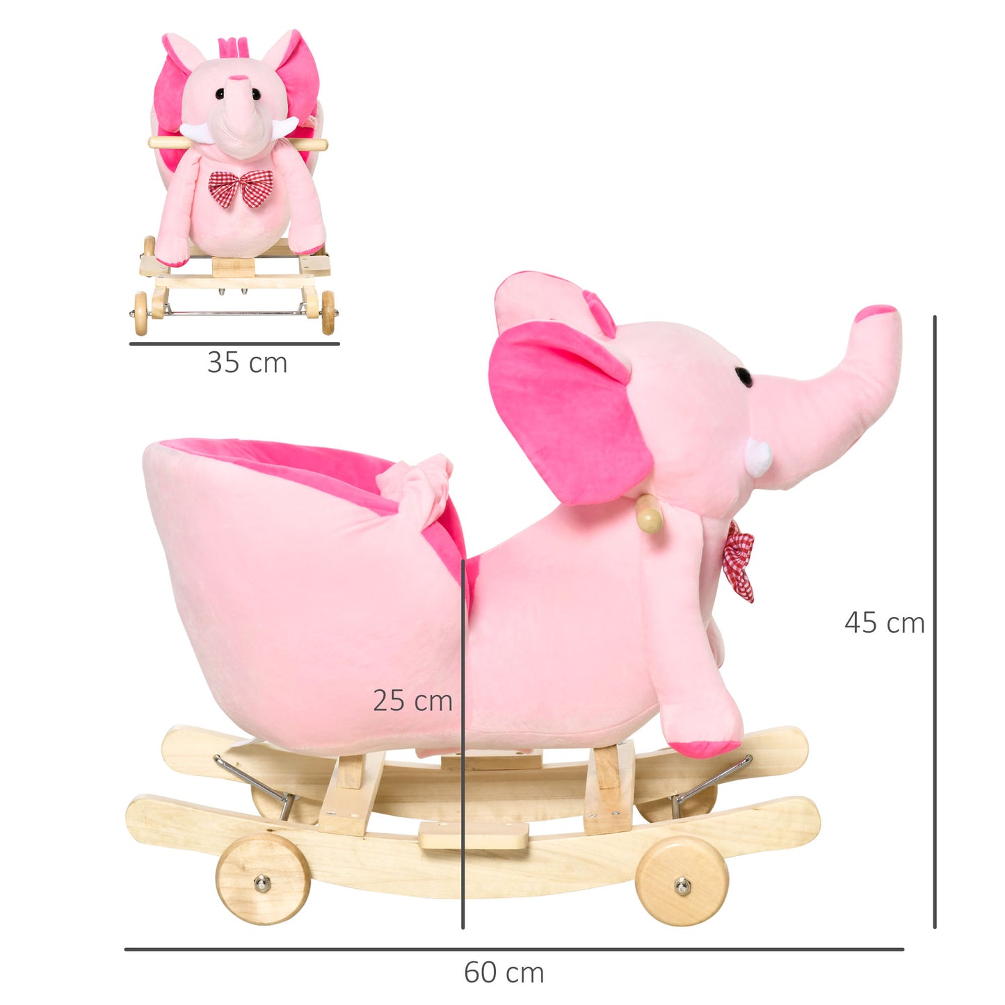2 In 1 Plush Baby Ride on Rocking Horse Elephant Rocker