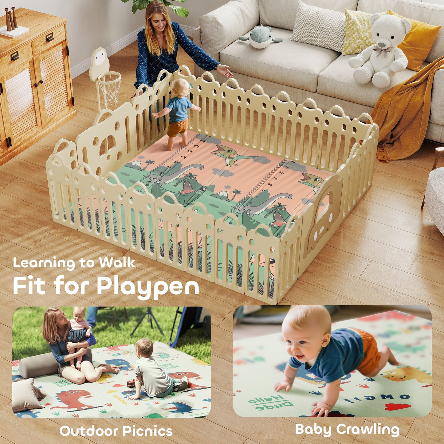 Baby Play Mat, Double Sideded Foldable Kids Crawling Mat (2)