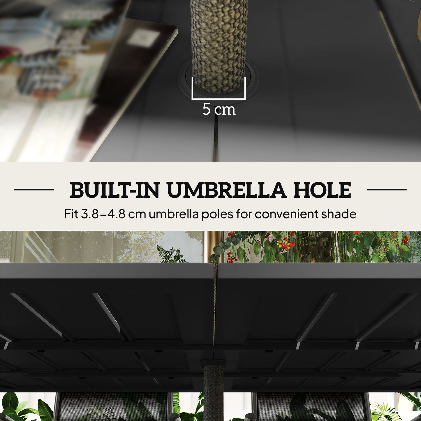 Garden Dining Table for 6 with Parasol Hole