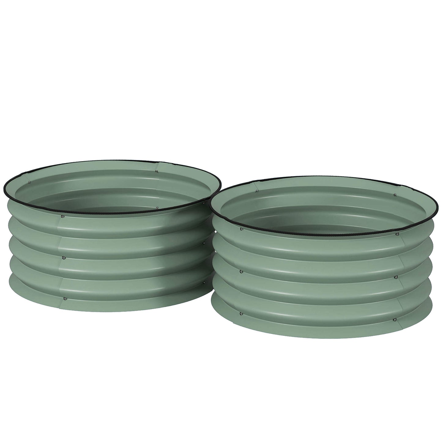 Set of 2 Raised Garden Bed, Metal Planter Box with Safety Edging