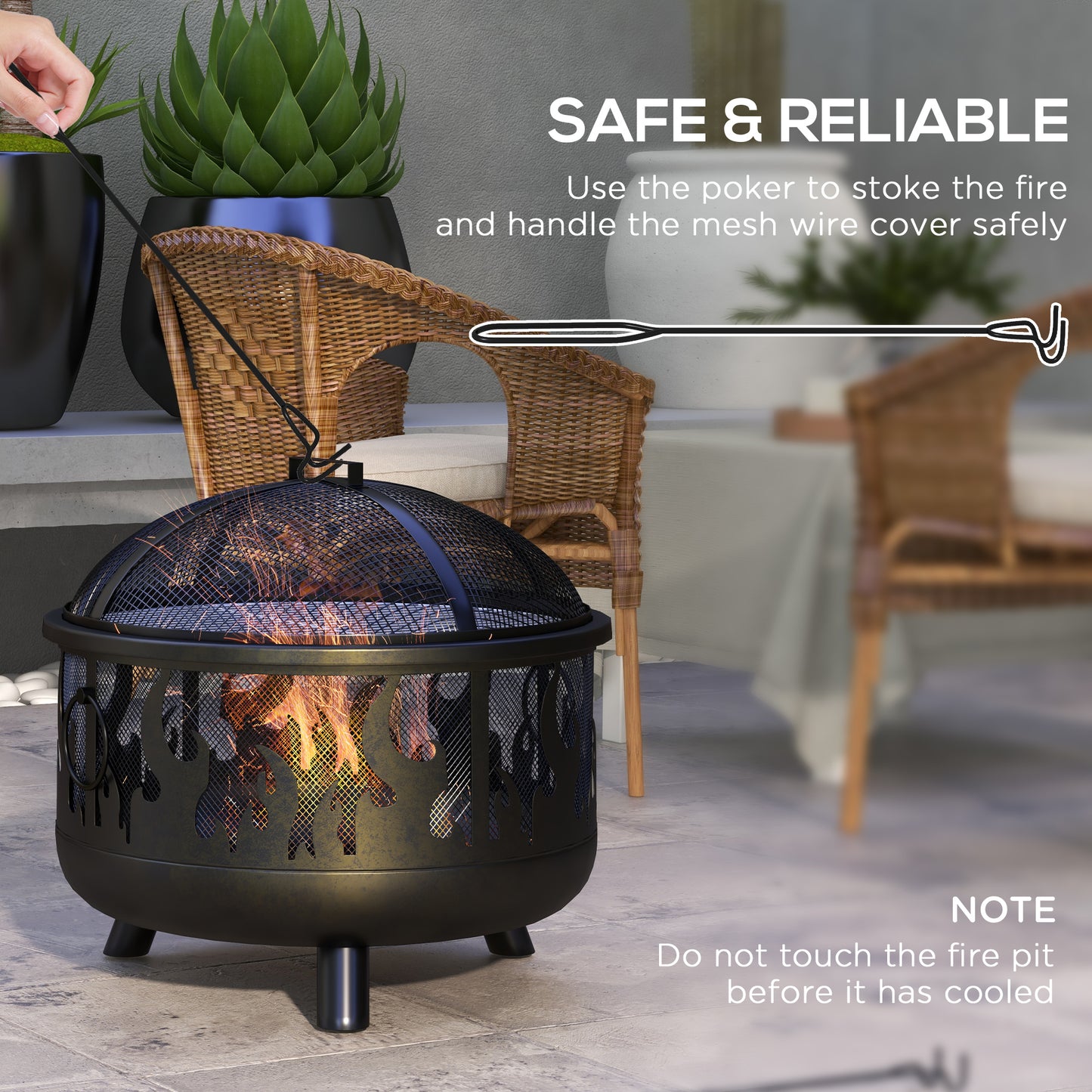 Steel Fire Pit BBQ, with Poker