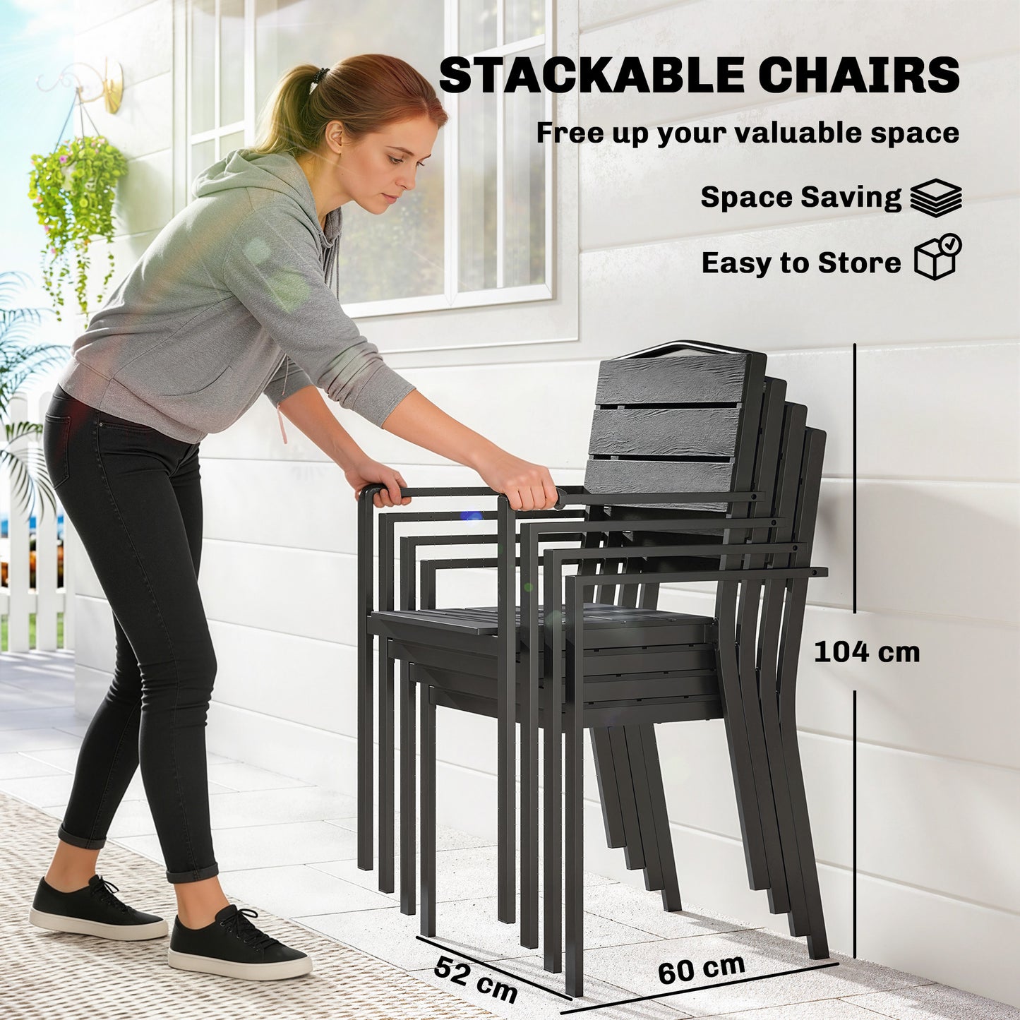 Stackable Garden Chairs Set of 4