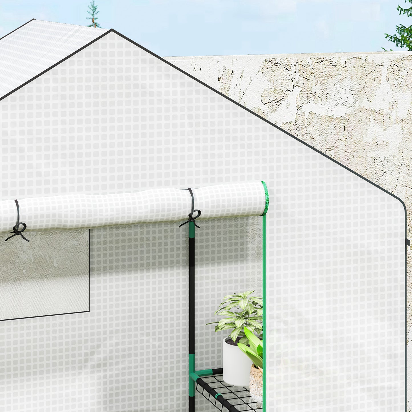 143 x 74cm Walk-In Greenhouse, with Shelves