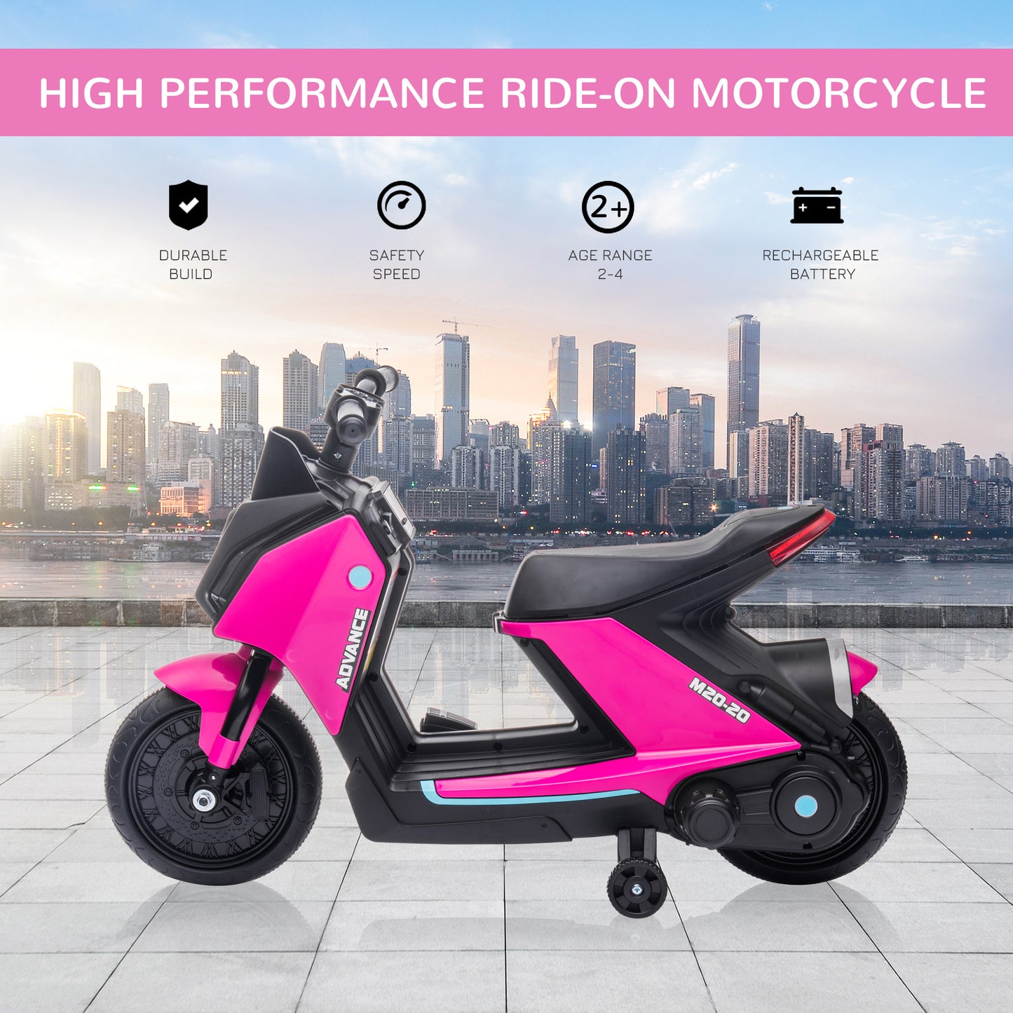 6V Kids Electric Motorbike Ride On Toy w/ Music LED Lights Training
