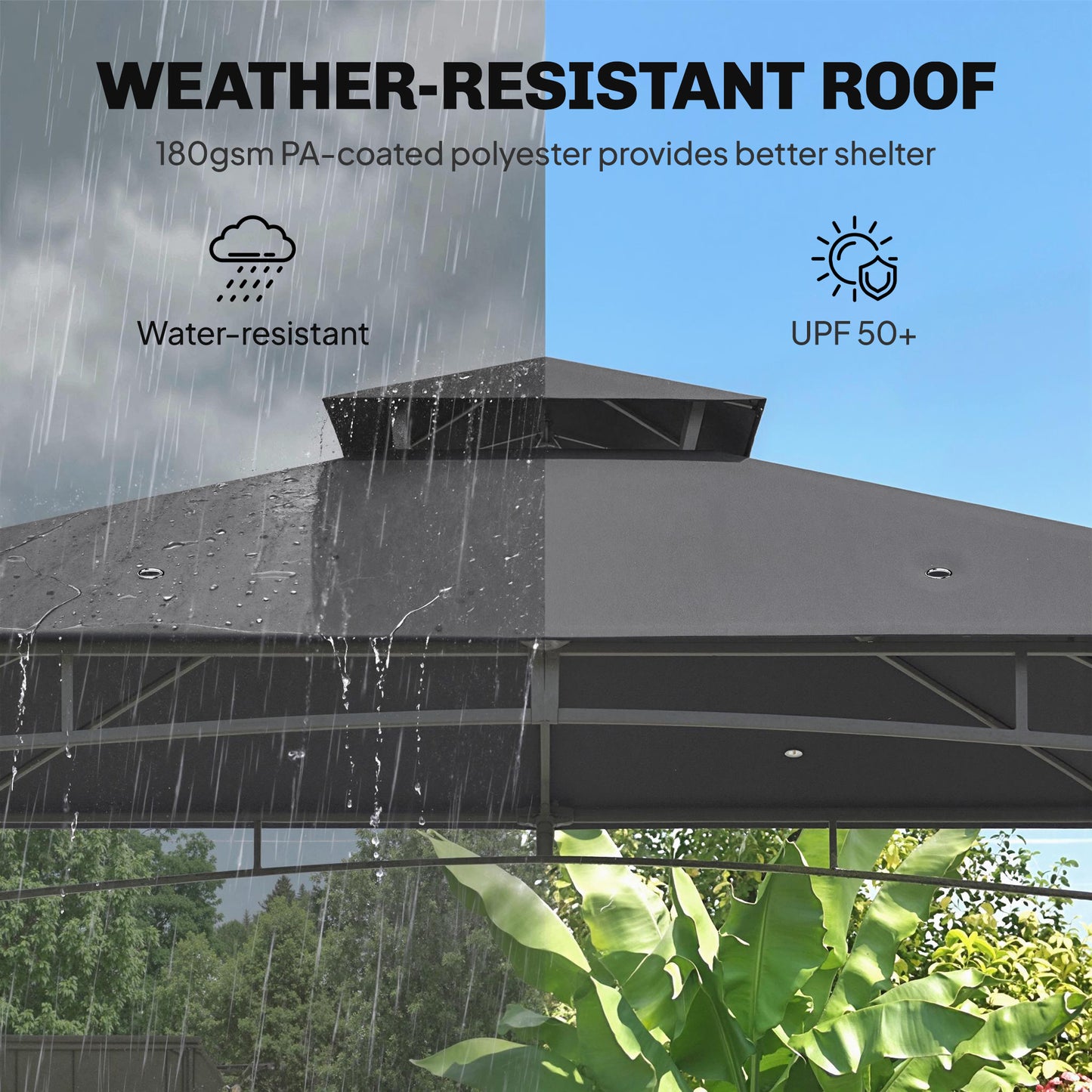 3 x 3 m Gazebo, Garden Gazebo with 2-Tier Roof, Metal Frame