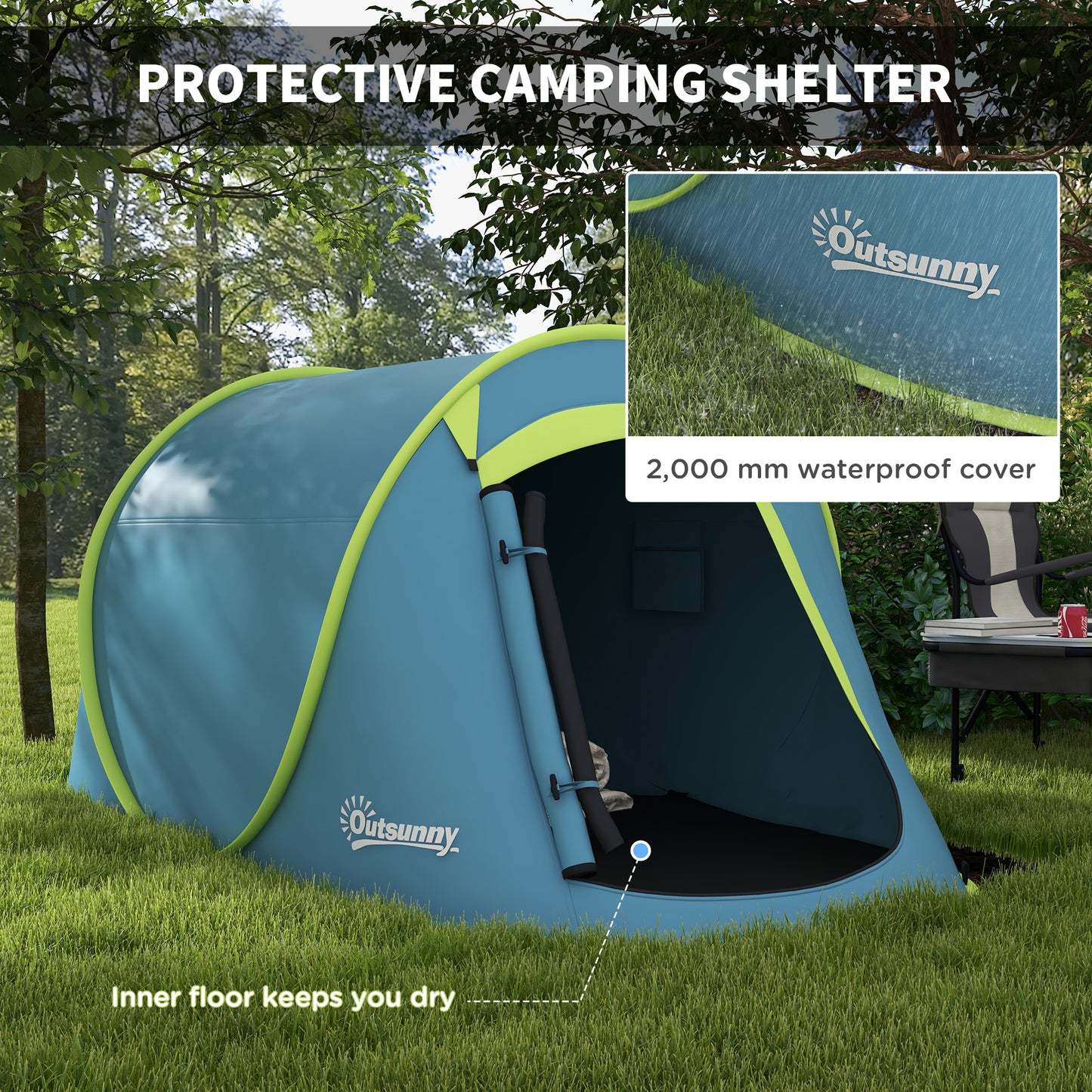 Two-Man Pop-Up Dome Tent, with Accessories