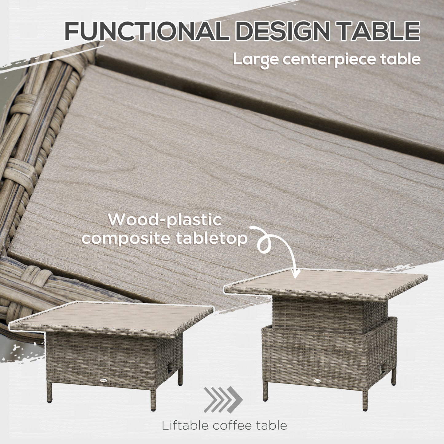 6 Pieces Outdoor PE Rattan Garden Furniture