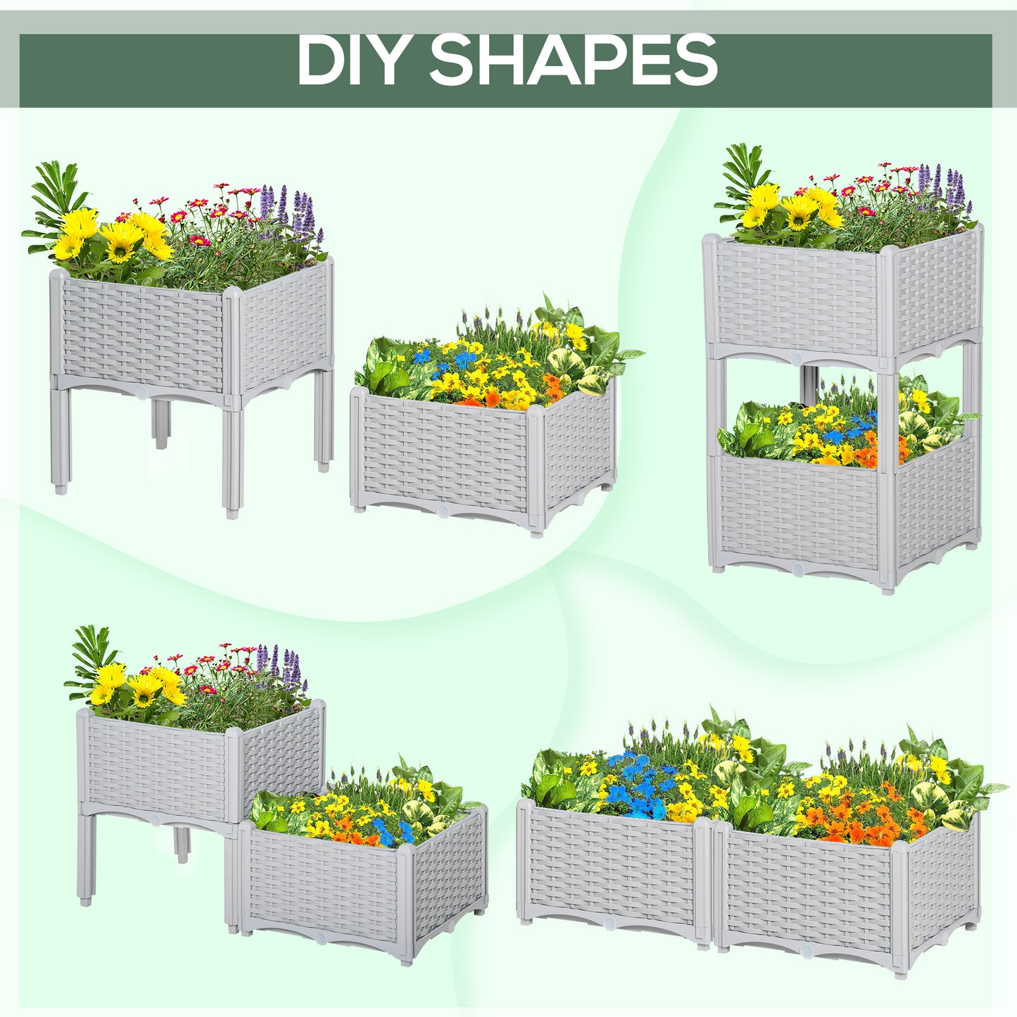 Set of Two Rattan-Effect Planters