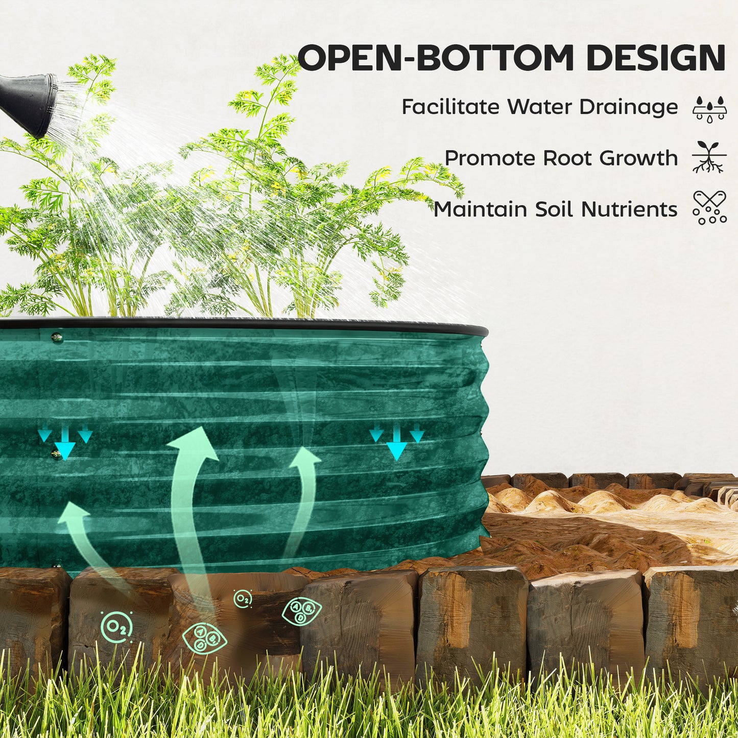 Galvanised Raised Garden Bed, Metal Planter Box with Safety Edging (8)
