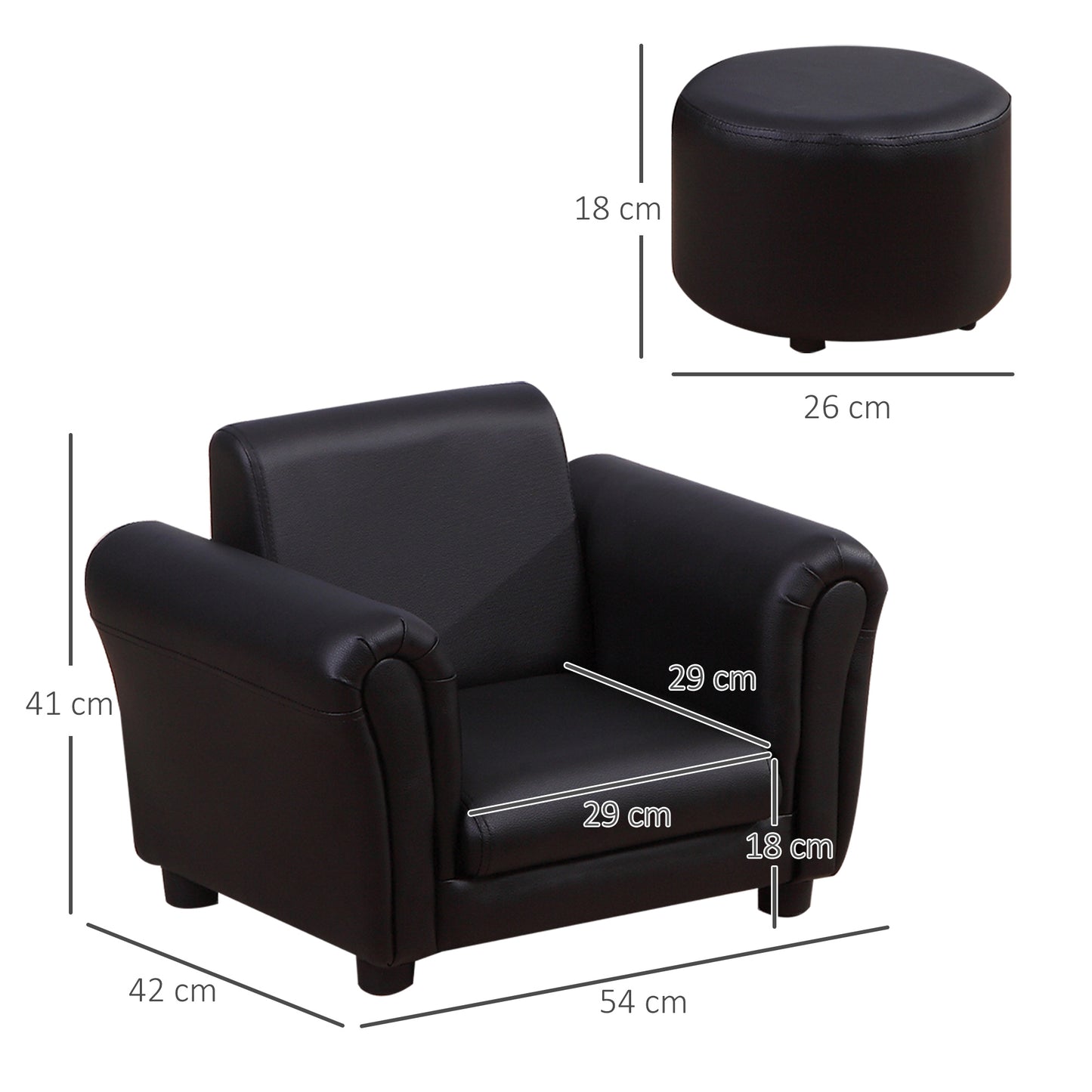 Toddler Chair Single Seater Kids Sofa Set, 54 x 42 x 41cm