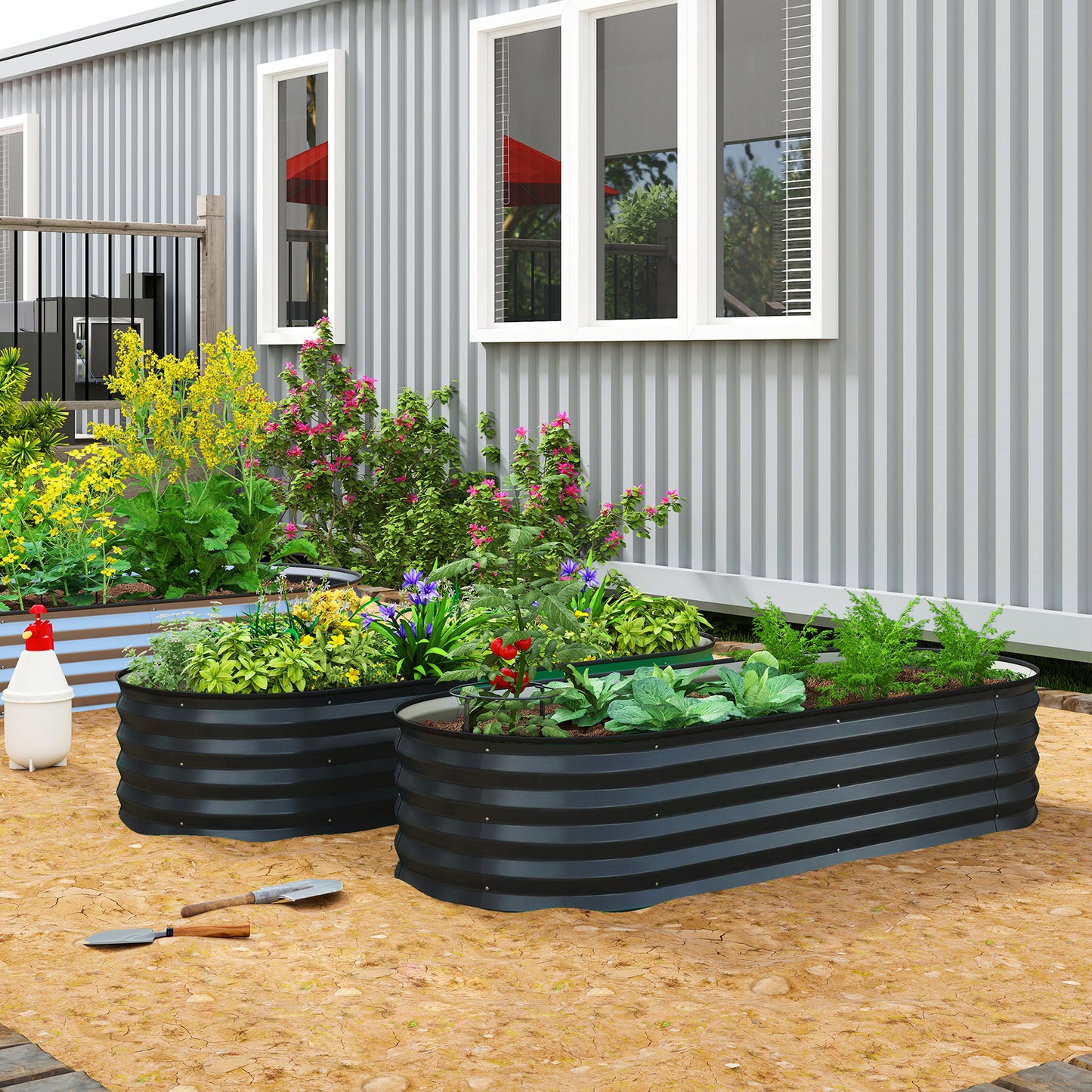 Set of Two 150 x 60cm Steel Planters