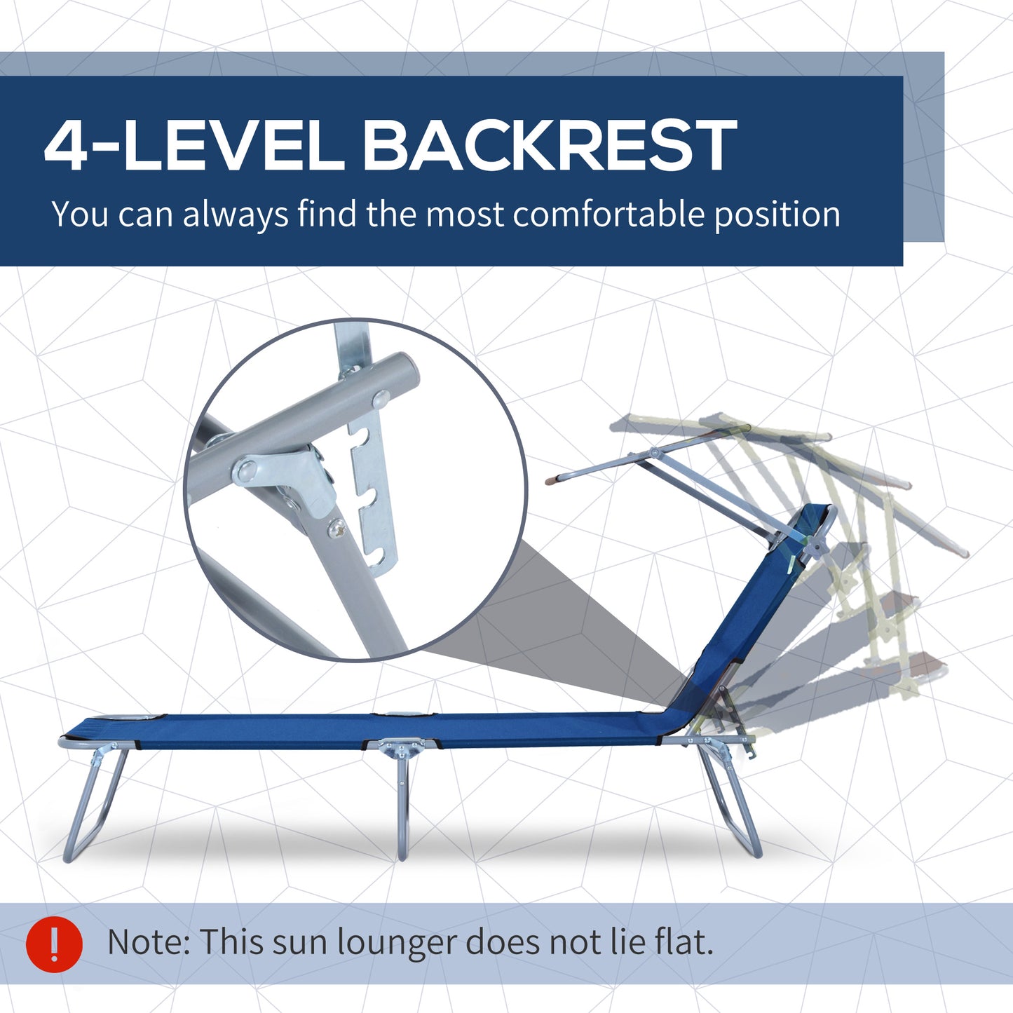 Single Sun Lounger, with Awning and Reclining Back
