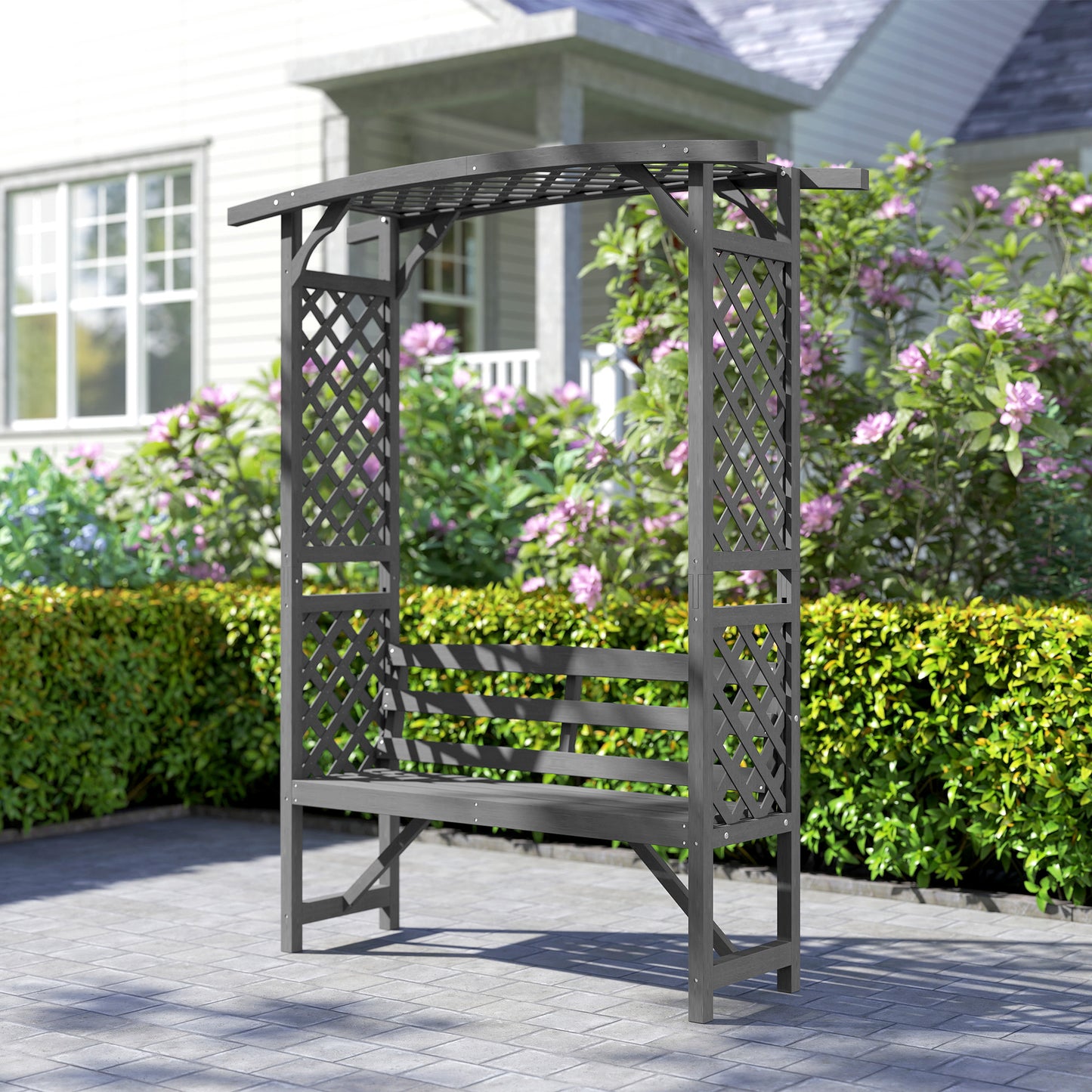 Garden Bench, Wooden Garden Arbour with Seat for Vines/Climbing Plants