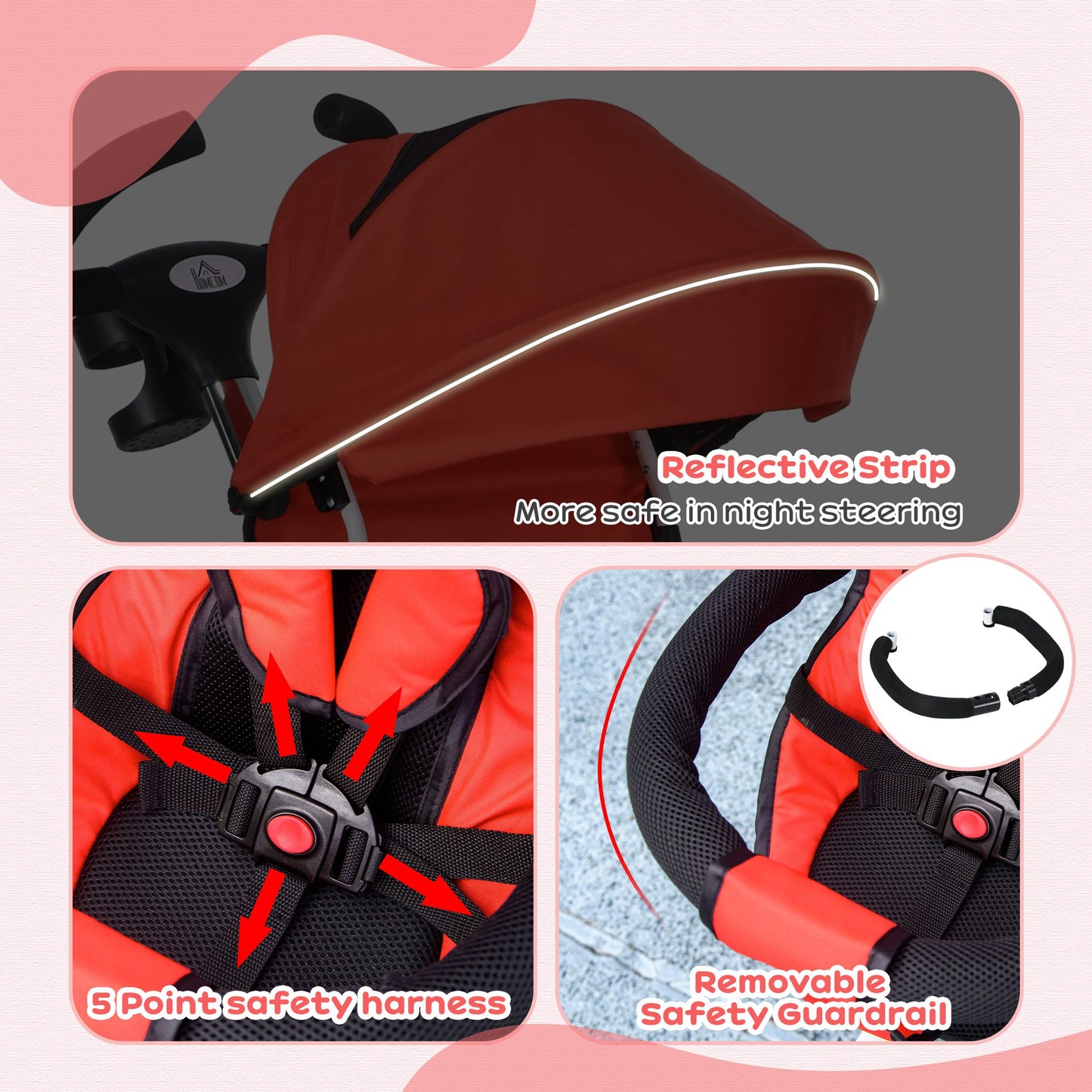 Metal Frame 6 in 1 Baby Push Tricycle with Parent Handle