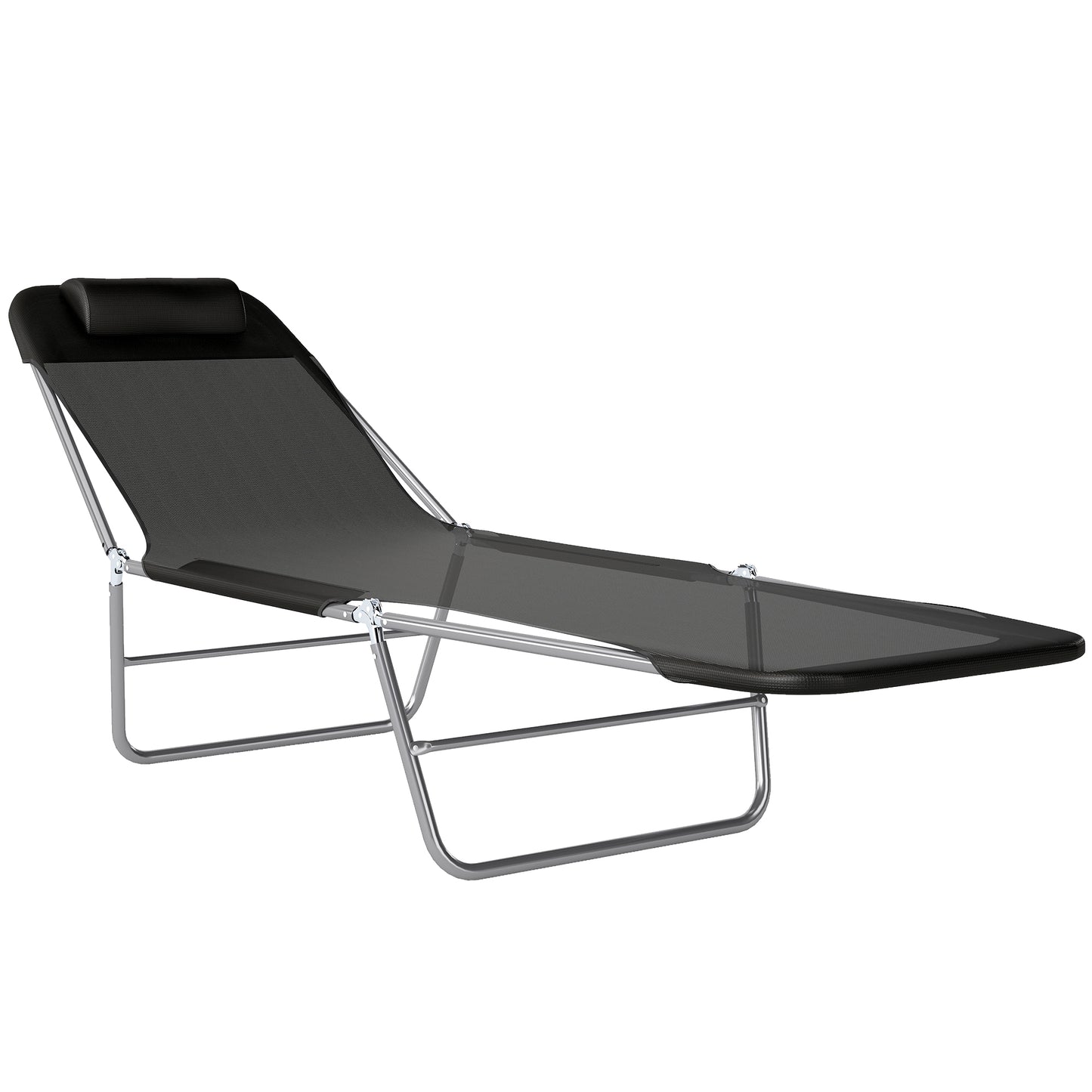 Folding Sun Lounger, Texteline Reclining Sun Bed