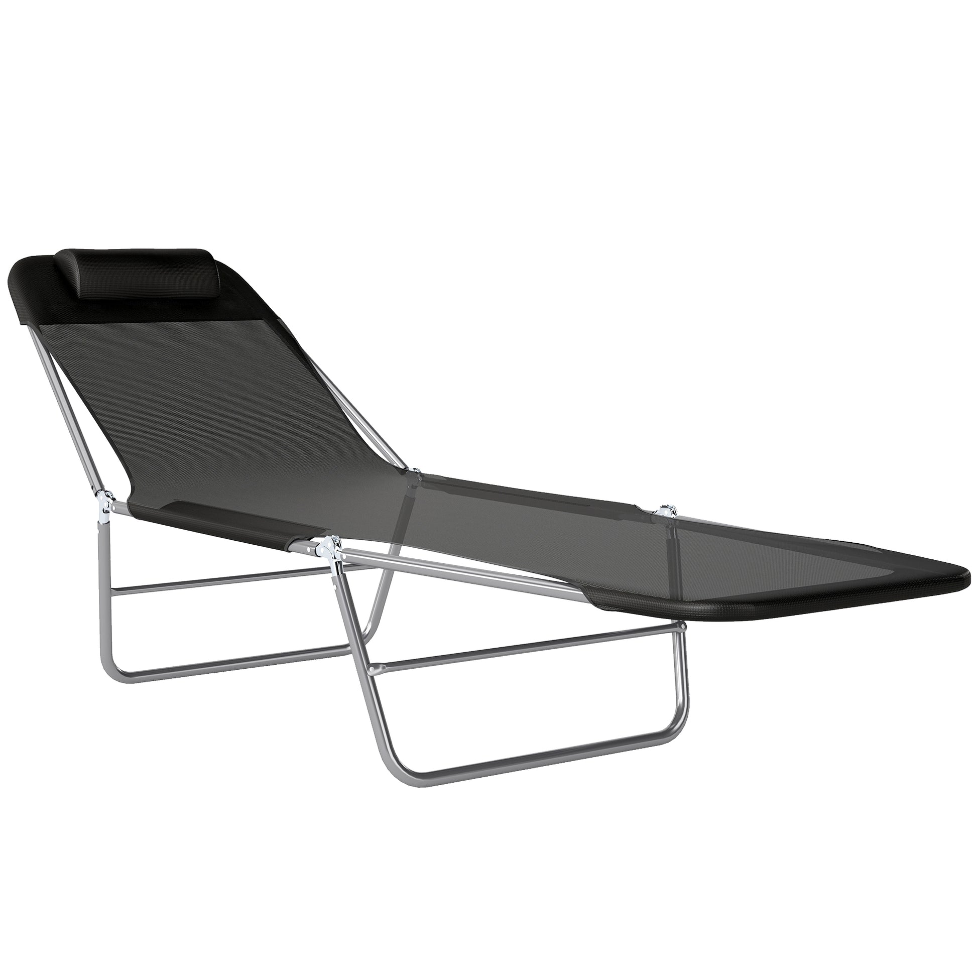 Folding Sun Lounger, Texteline Reclining Sun Bed