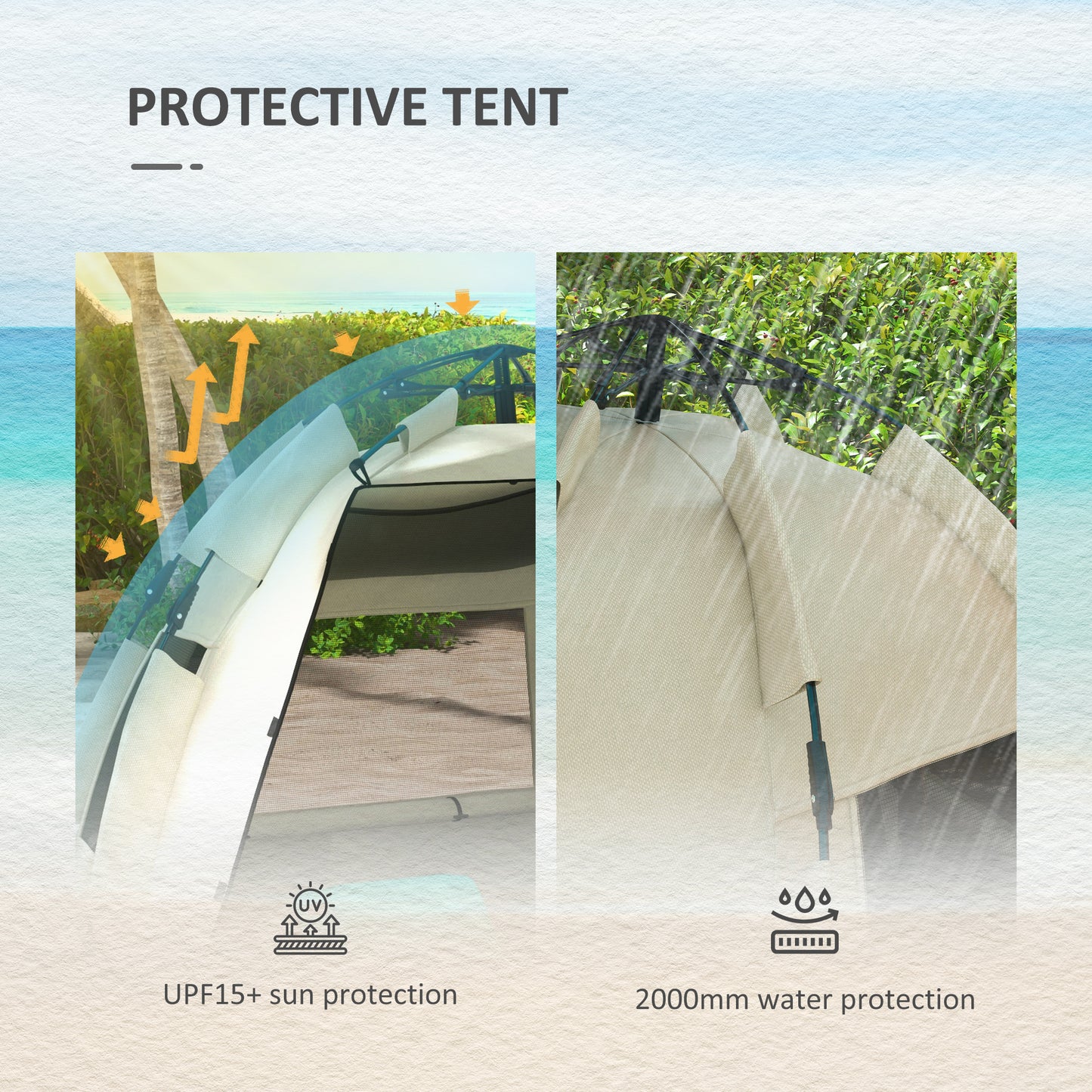 Three-Man UPF15+ Beach Tent, with Extended Floor