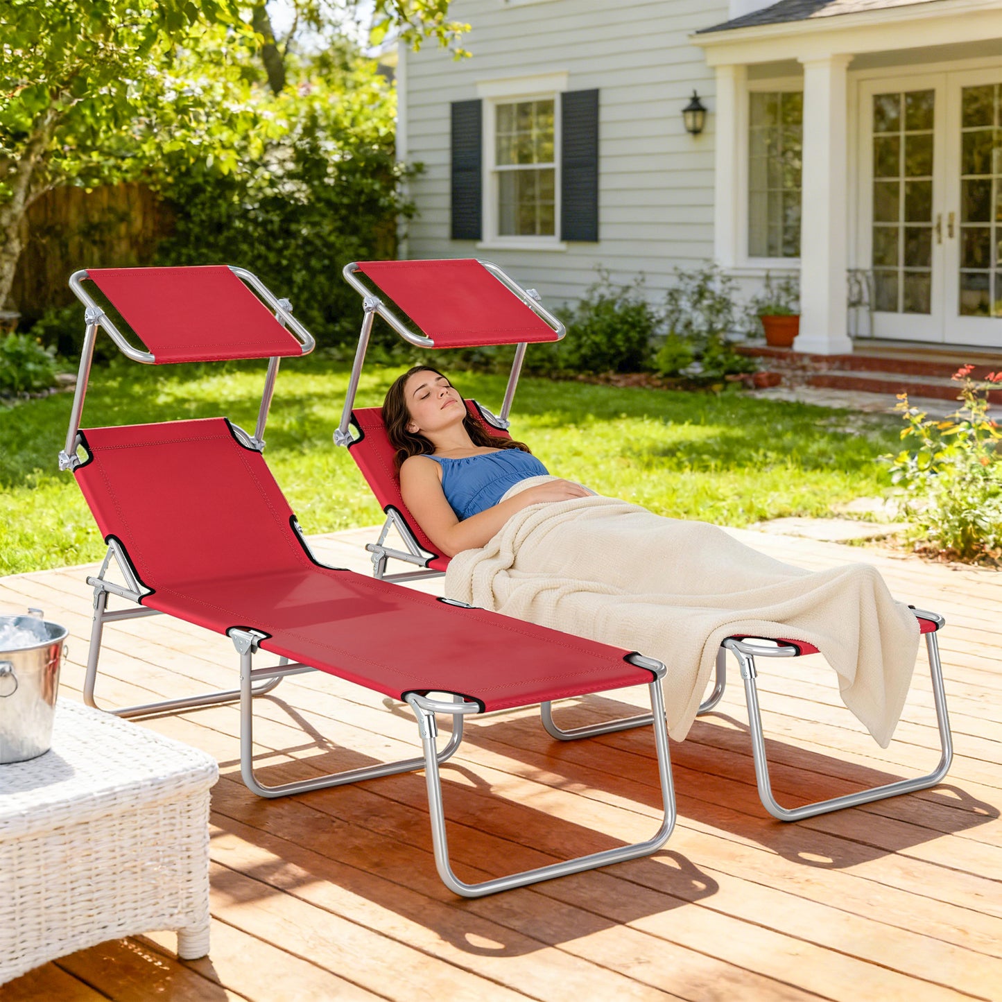 Outdoor Foldable Sun Lounger Set of 2