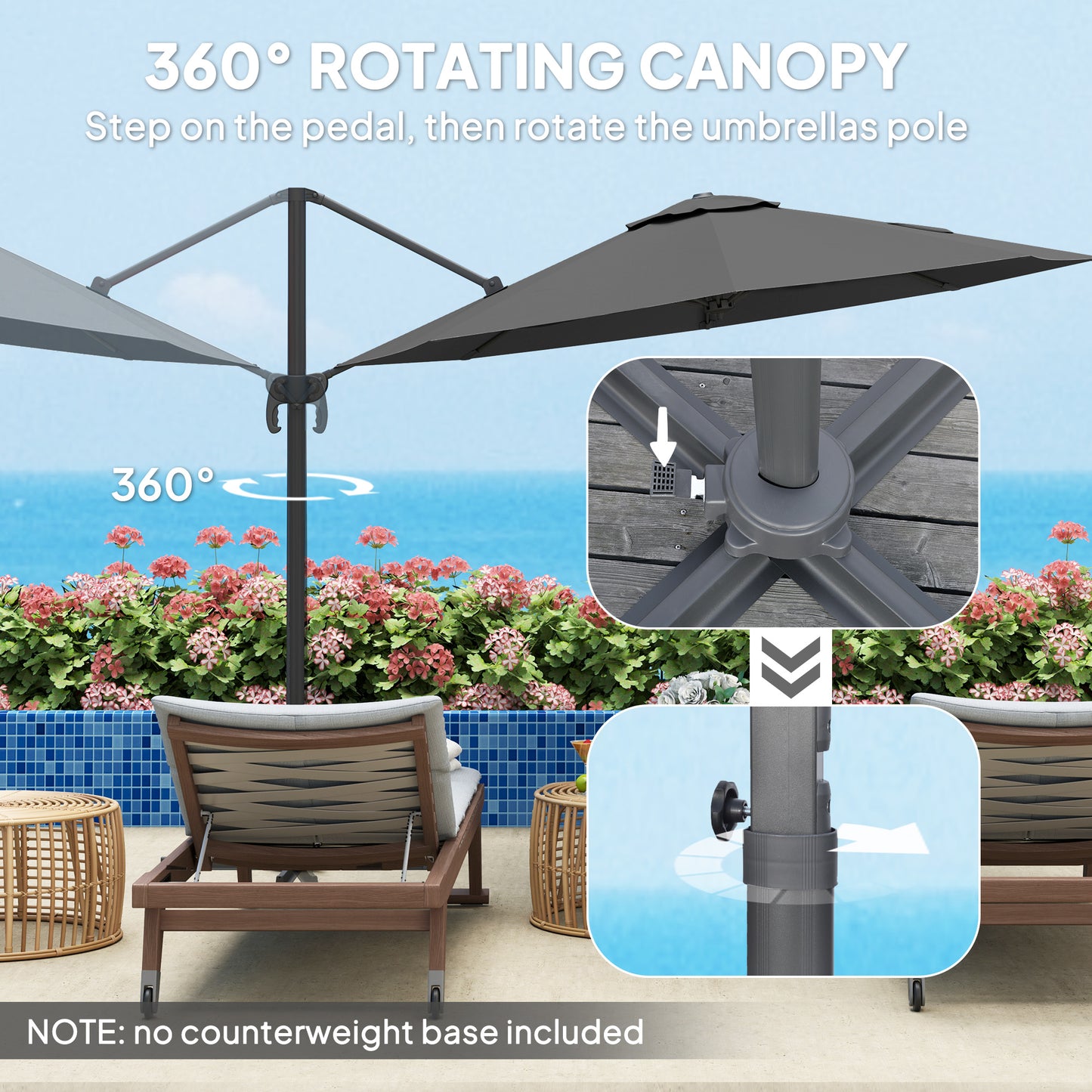 3 x 3m Overhanging Cantilever Parasol