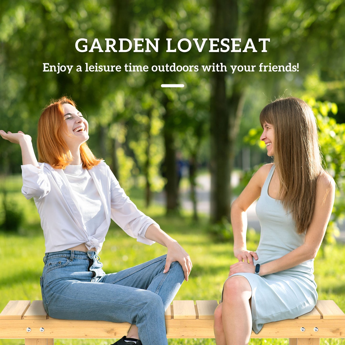 1 Piece 2-seater Outdoor Indoor Wooden Garden Bench Fir Patio