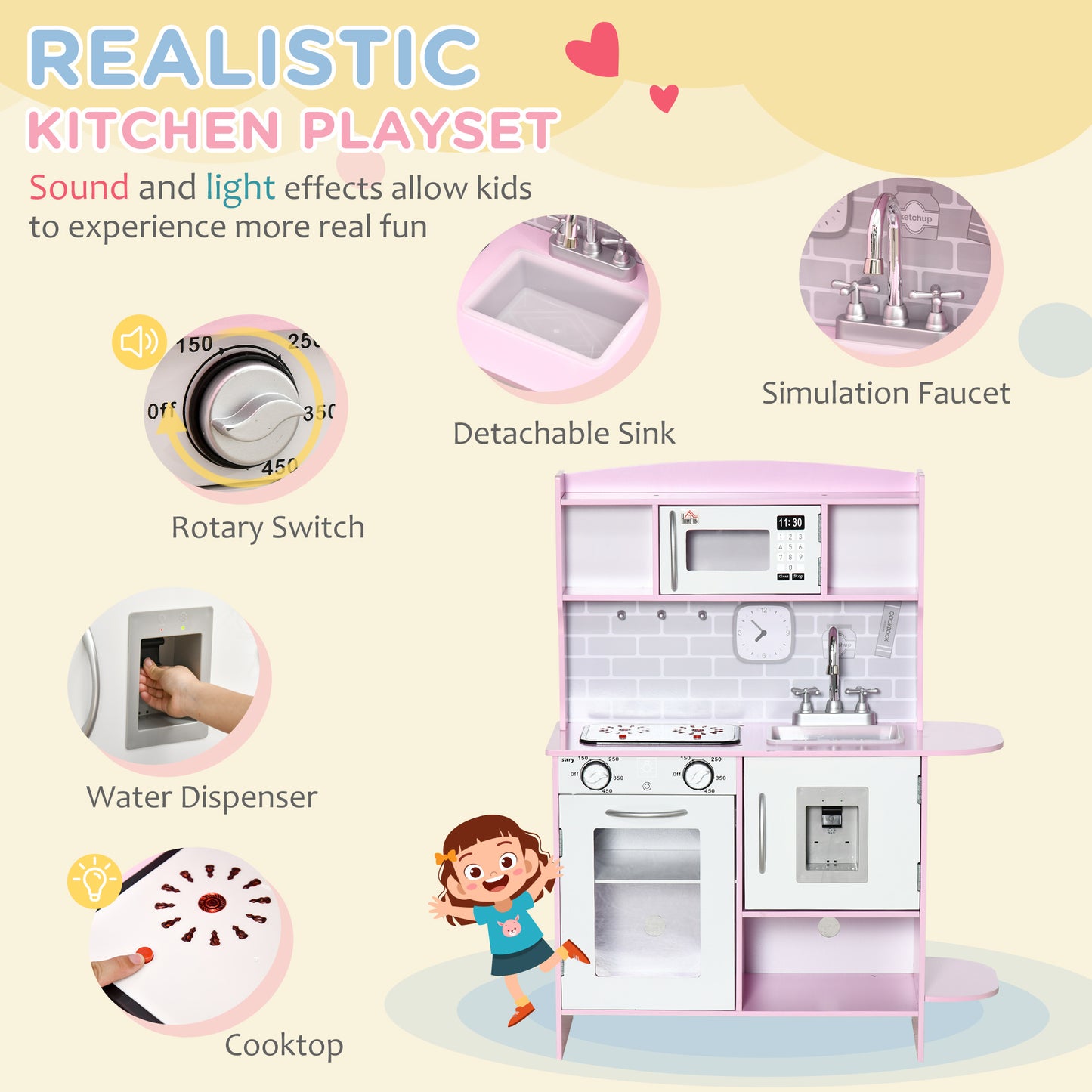 Kids Kitchen Playset, with Lights, Sounds, Microwave, Sink and Storage