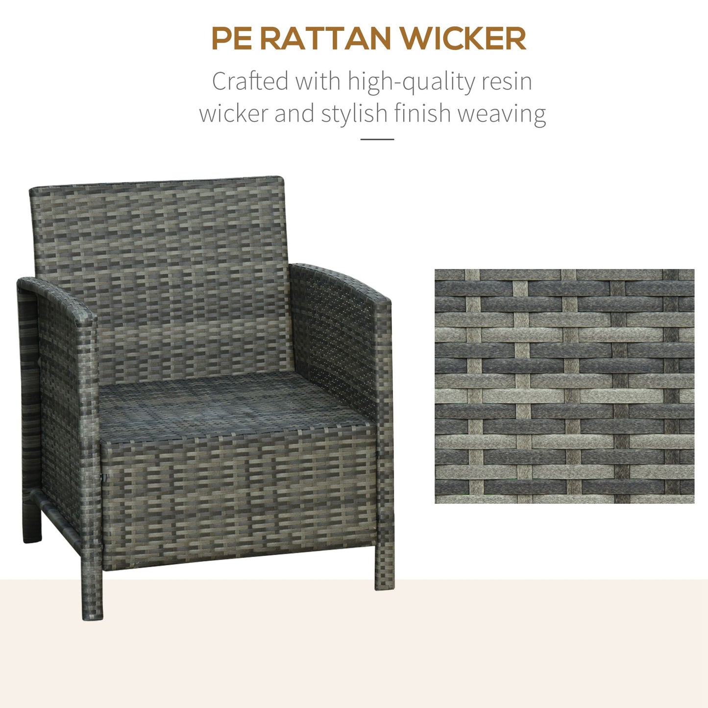 3 Pieces Rattan Bistro Set, Wicker Garden Furniture Set