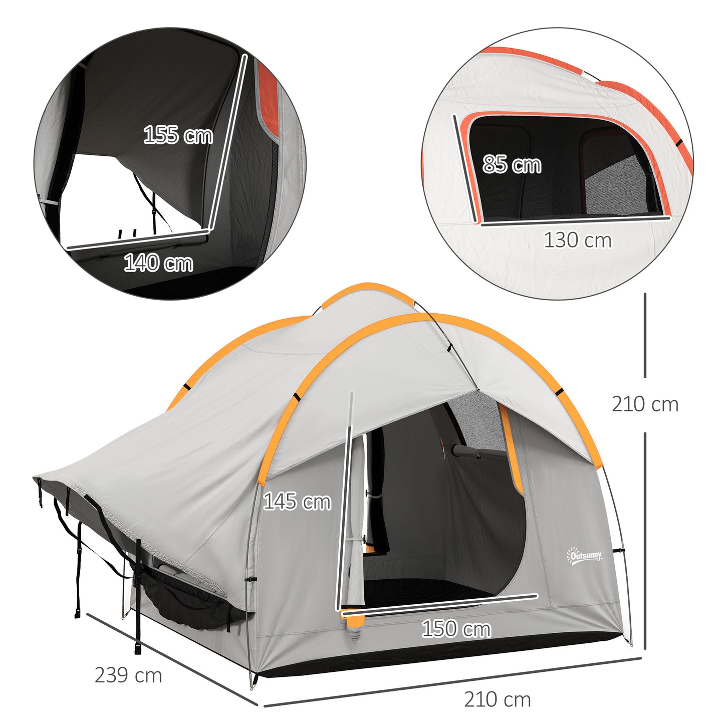 SUV Car Tent for Camping, Waterproof PU2000mm, 5 Man Tailgate Tent