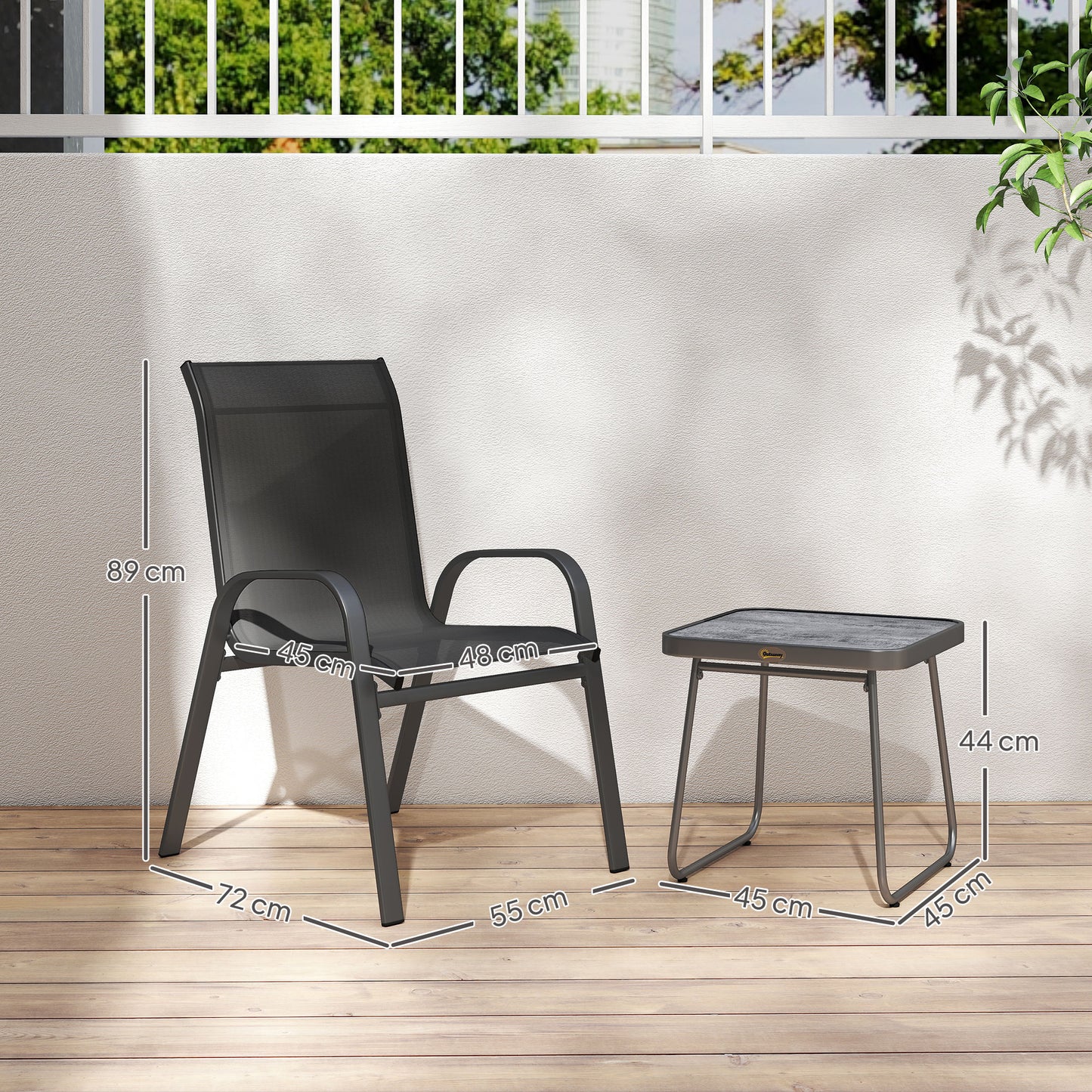 3 Pieces Outdoor Bistro Set