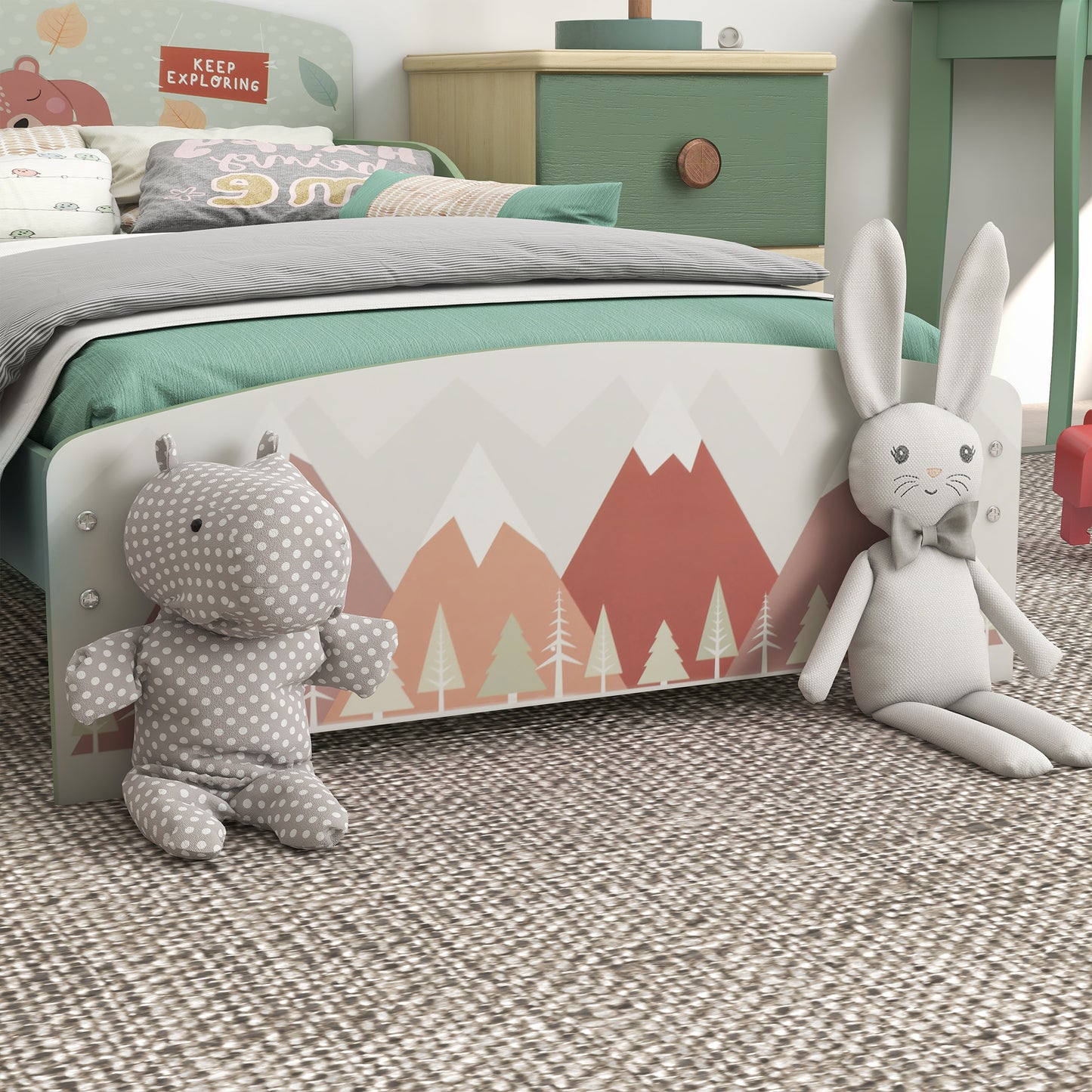 Kids Bedroom Furniture Set Includes Bed Frame, Kids Toy Chest