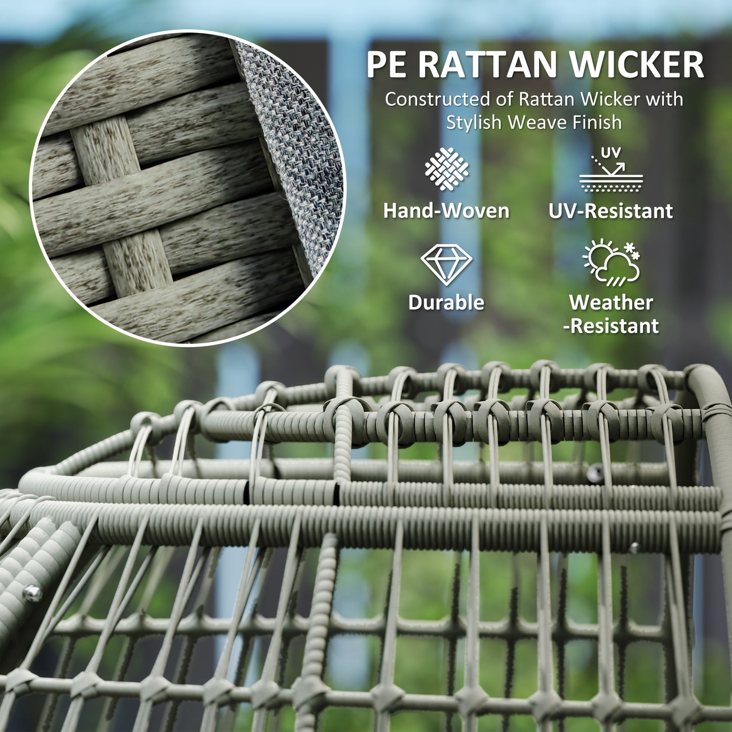 Rattan Egg Chair with Cushions and Pillows