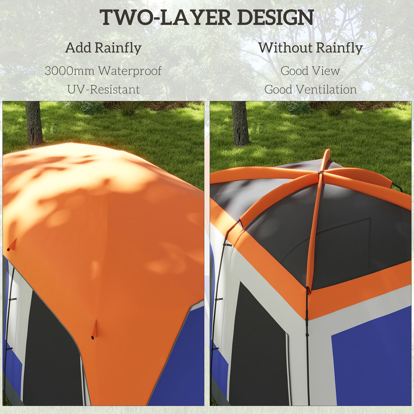 Six-Man Camping Tent, with Small Rainfly and Accessories