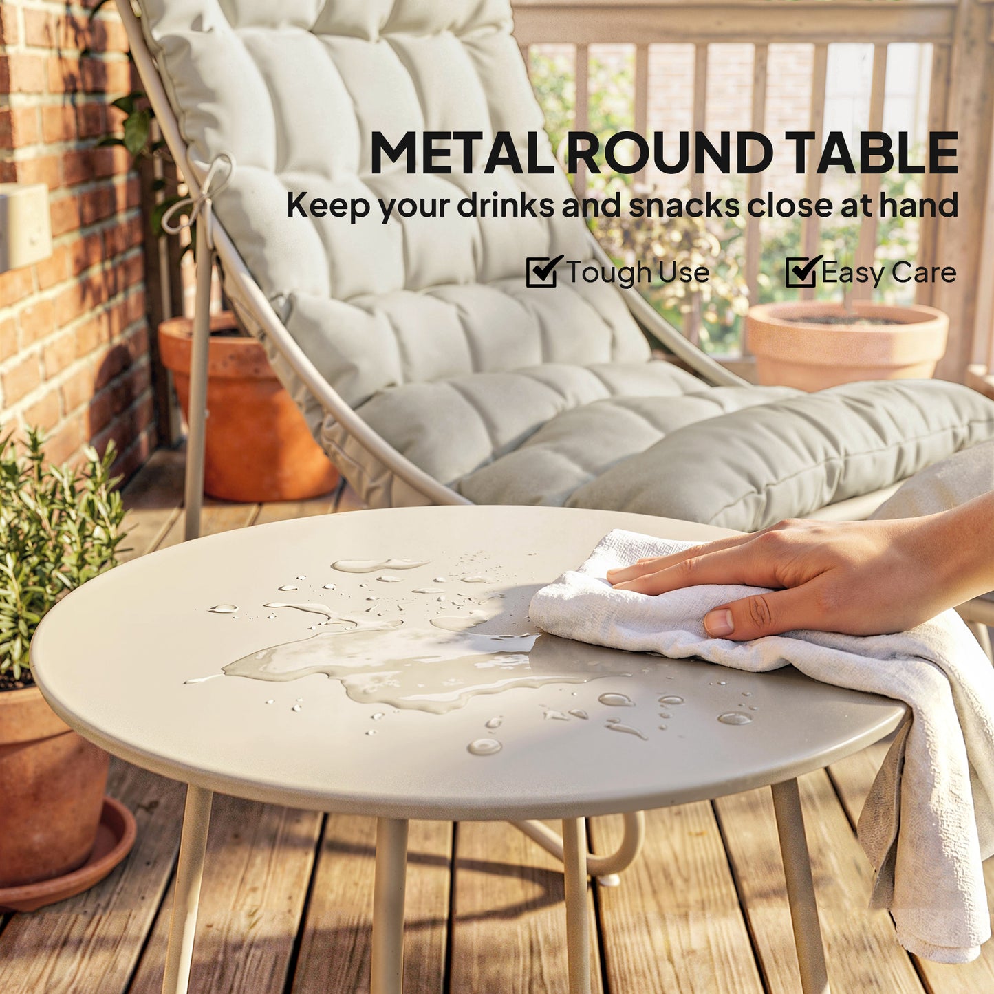 Bistro Set for Garden, 3 Piece Outdoor Table and Chair