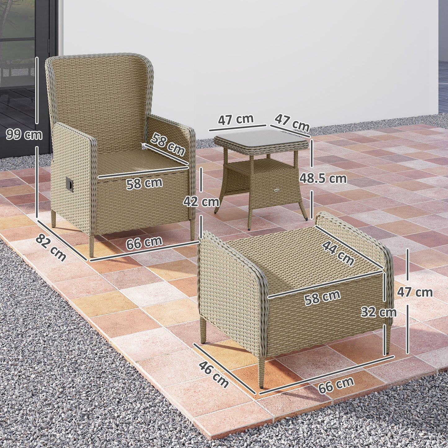 Five-Piece Reclining Rattan Chair Set