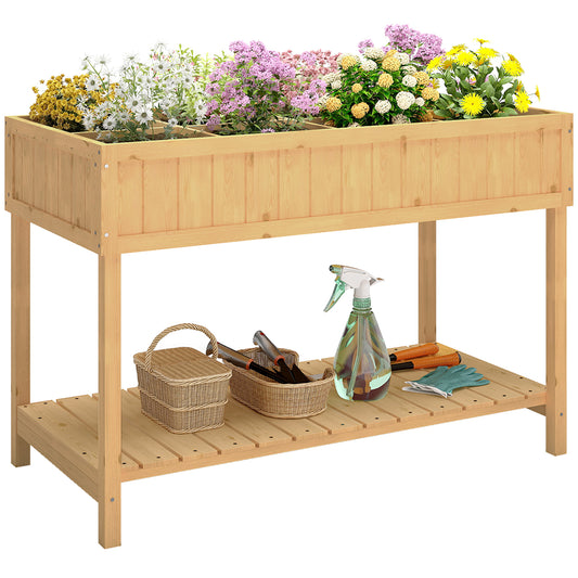Garden Wooden Planters, Rectangular 8 Compartment Plant Stand