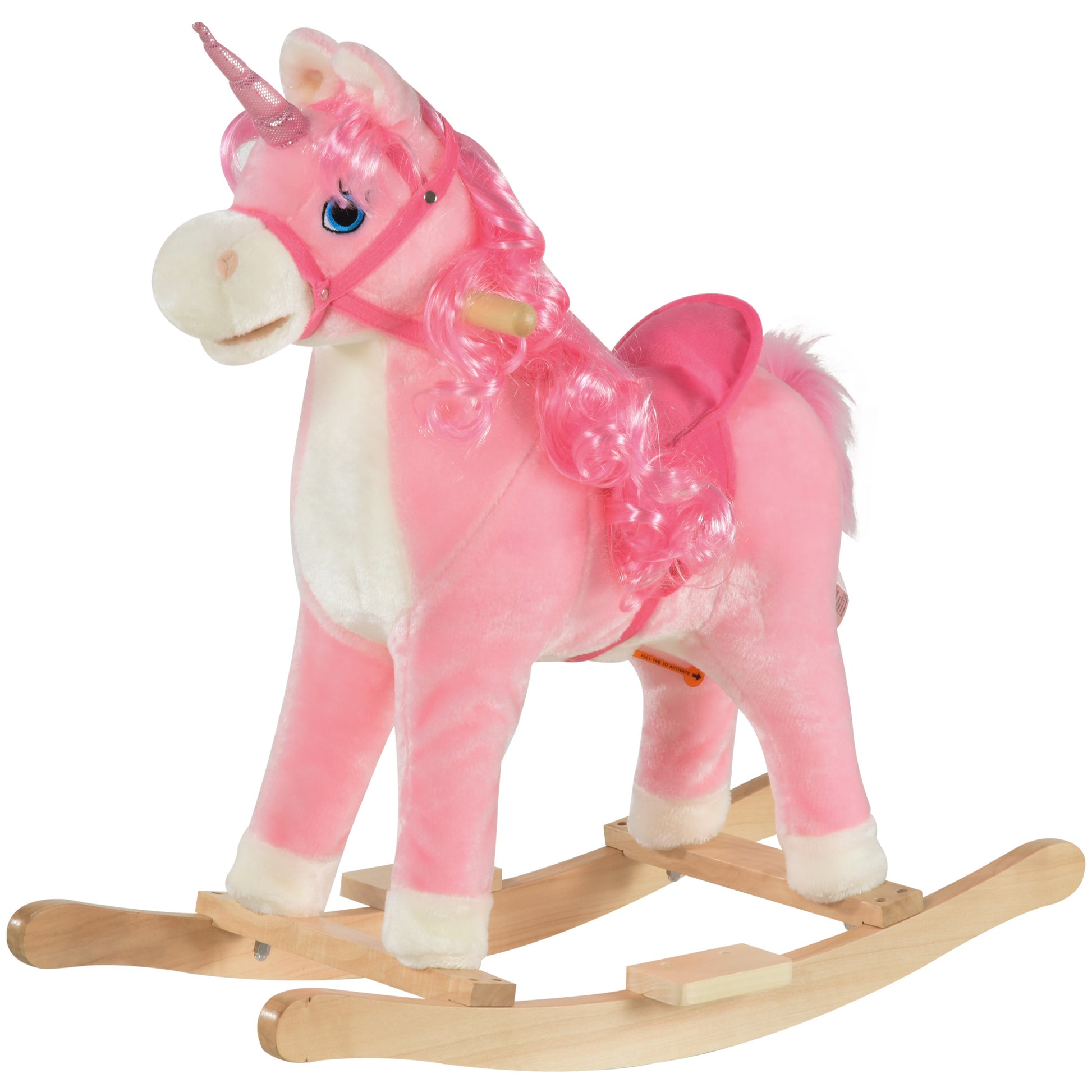 Kids Plush Rocking Horse Ride On Unicorn w/ Sound Moving Mouth