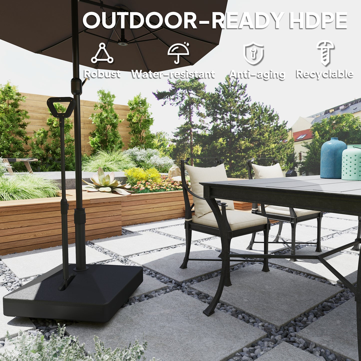 Garden Parasol Base with Adjustable Wheels and Handle