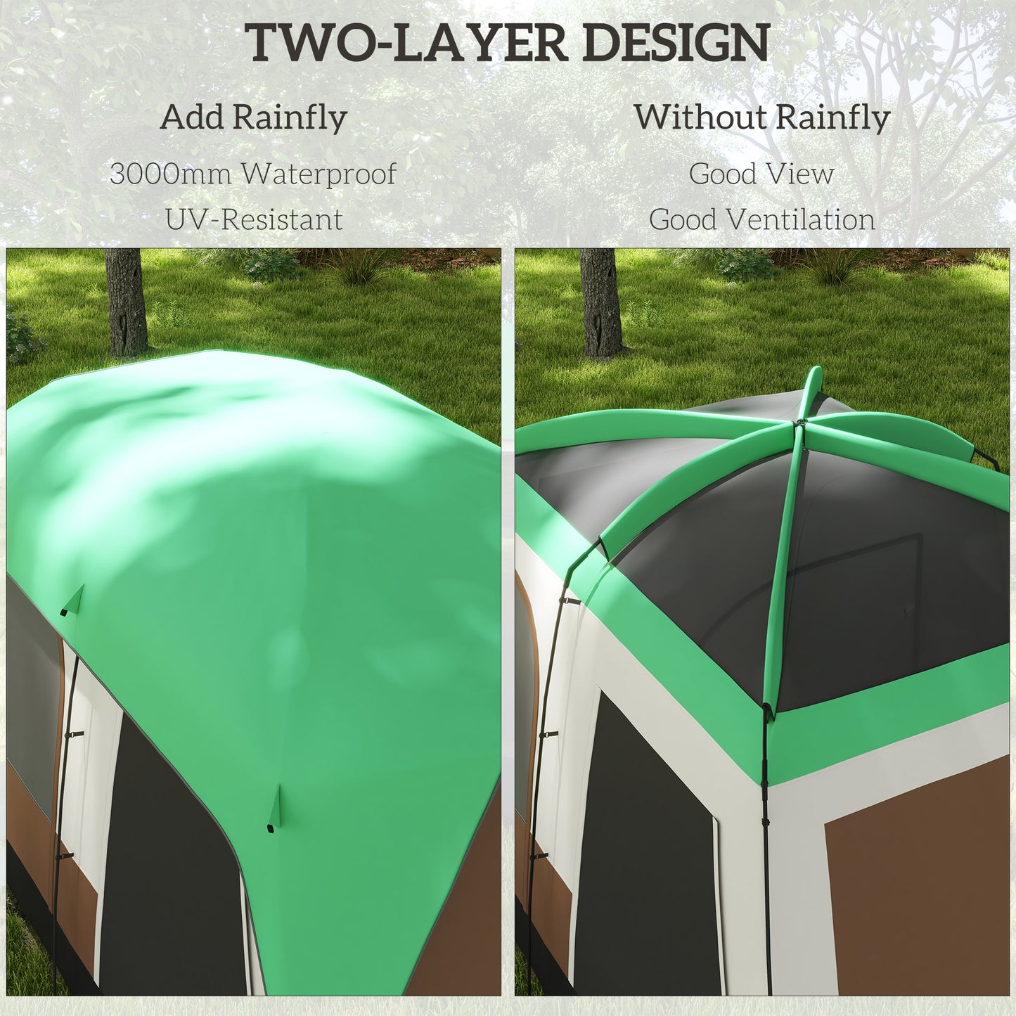 Six-Man Camping Tent, with Small Rainfly and Accessories