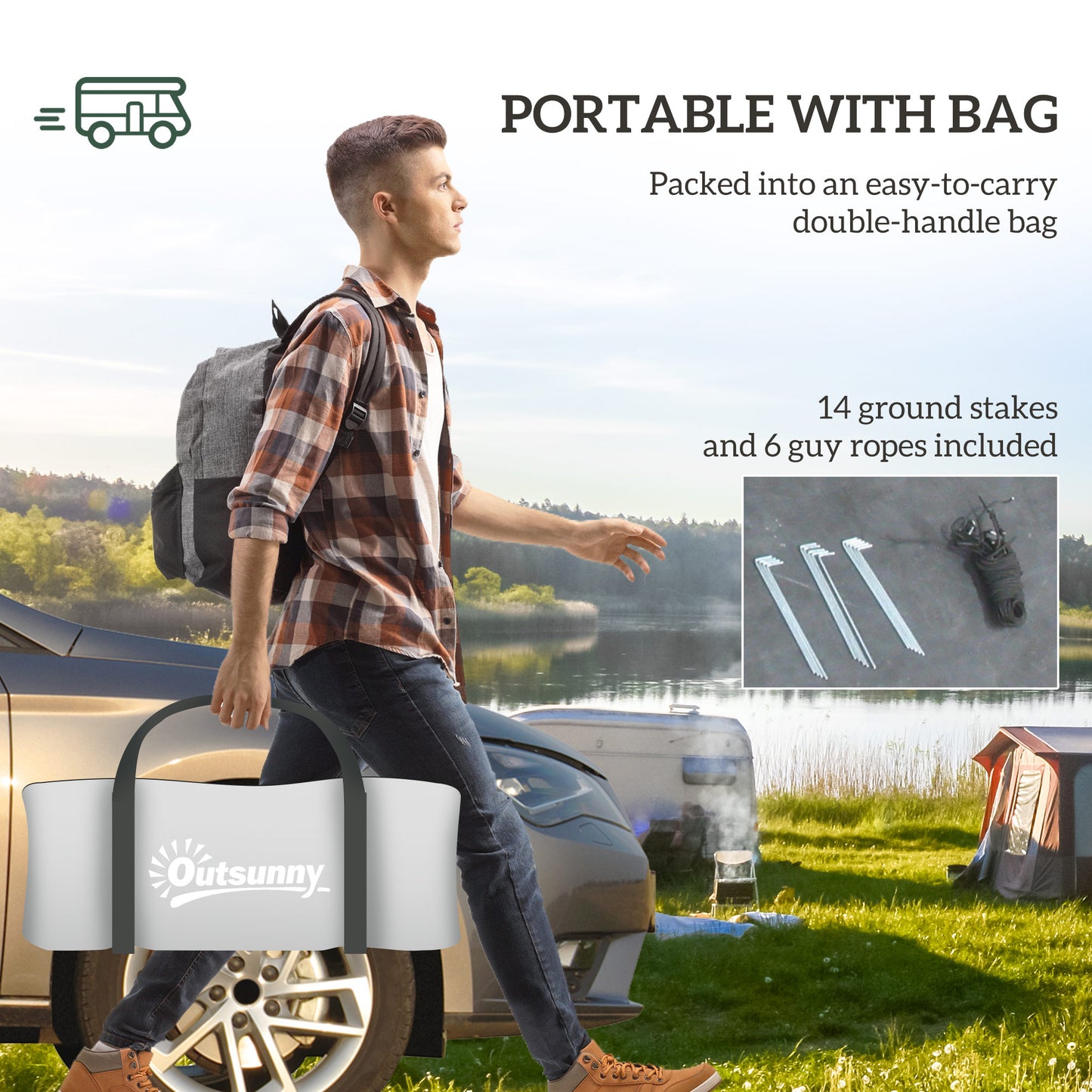 Four Man Duo Room Tunnel Tent, with Accessories