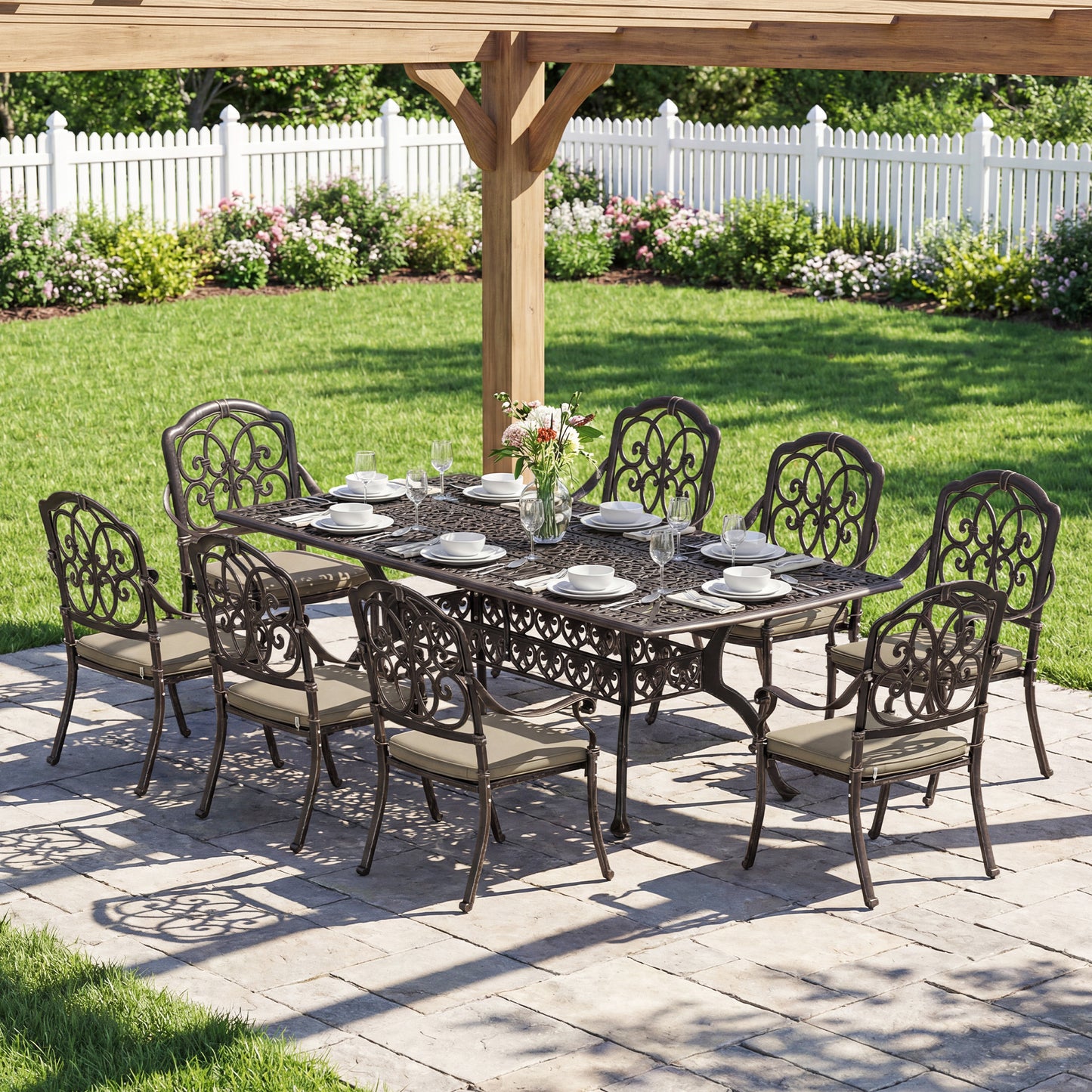 9 Piece Cast Aluminium Garden Dining Set