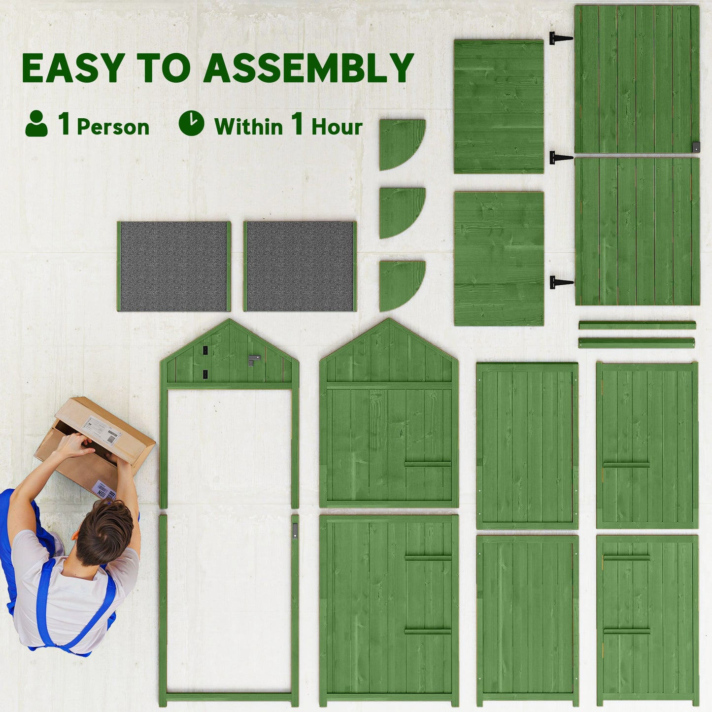 Small Shed, Tall Slim Wooden Garden Shed with 3 Removable Shelves