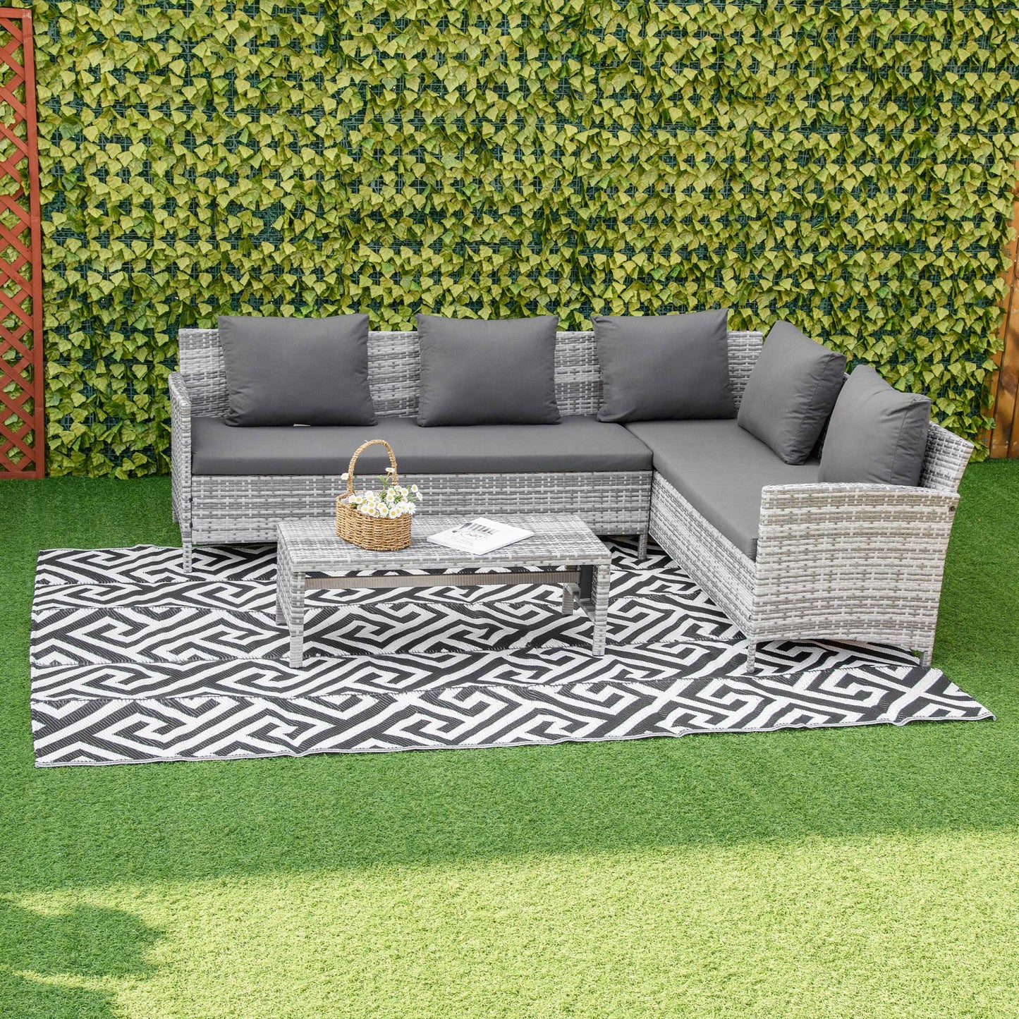 182 x 274 cm(6x9ft) Outdoor Rug Reversible Mat Plastic Straw Rug