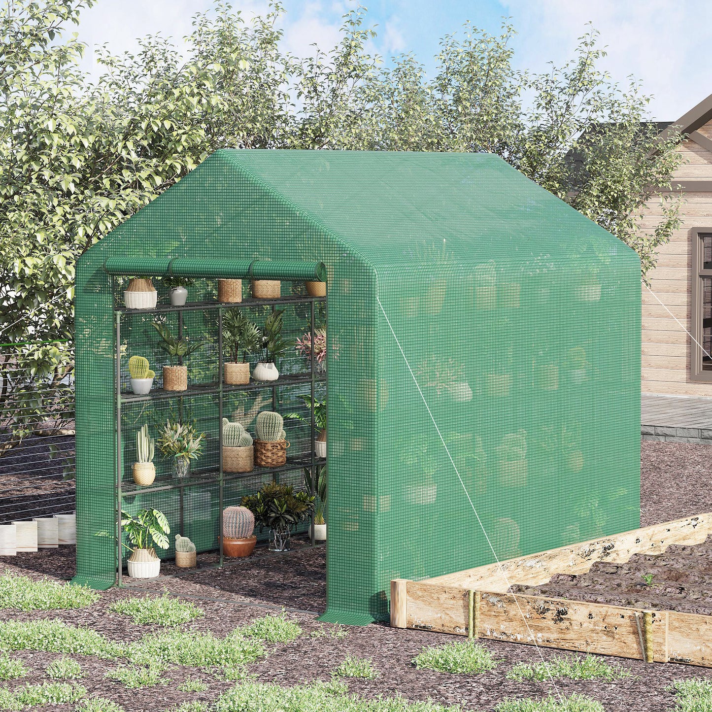 Walk-in Greenhouse with 4 Tier 24 Shelves